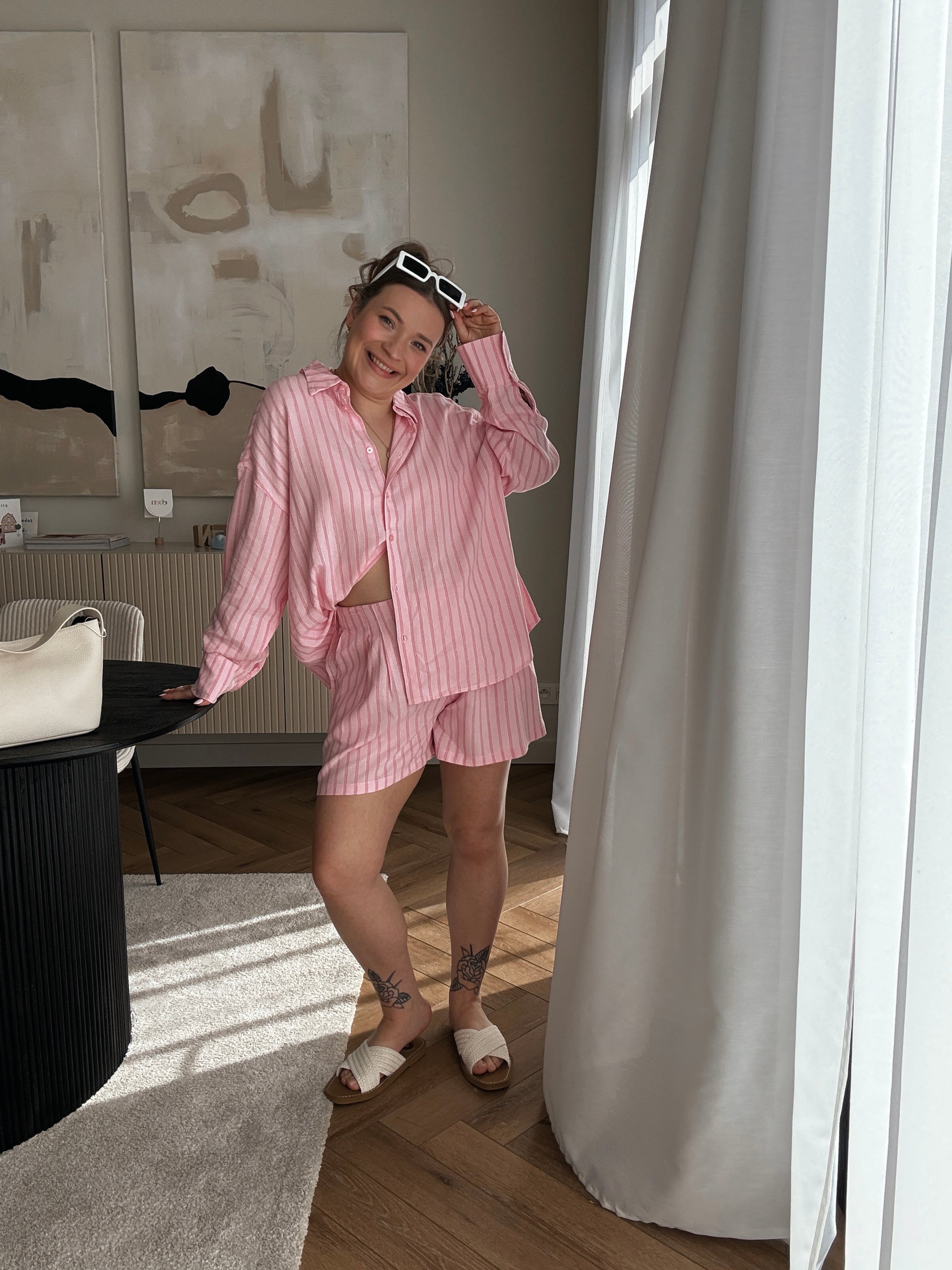 Almira linnen short pink