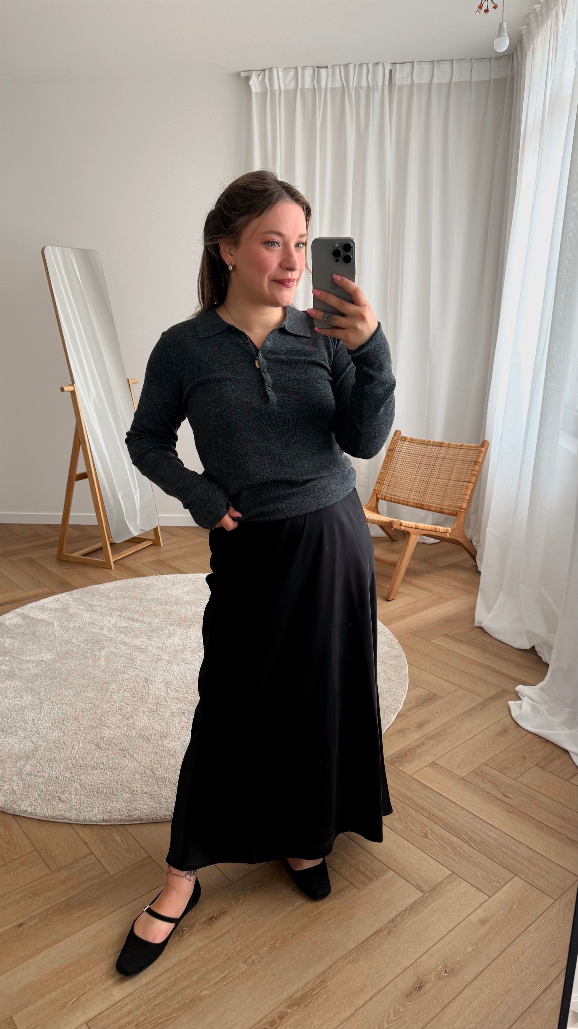 Tine Satin skirt - black