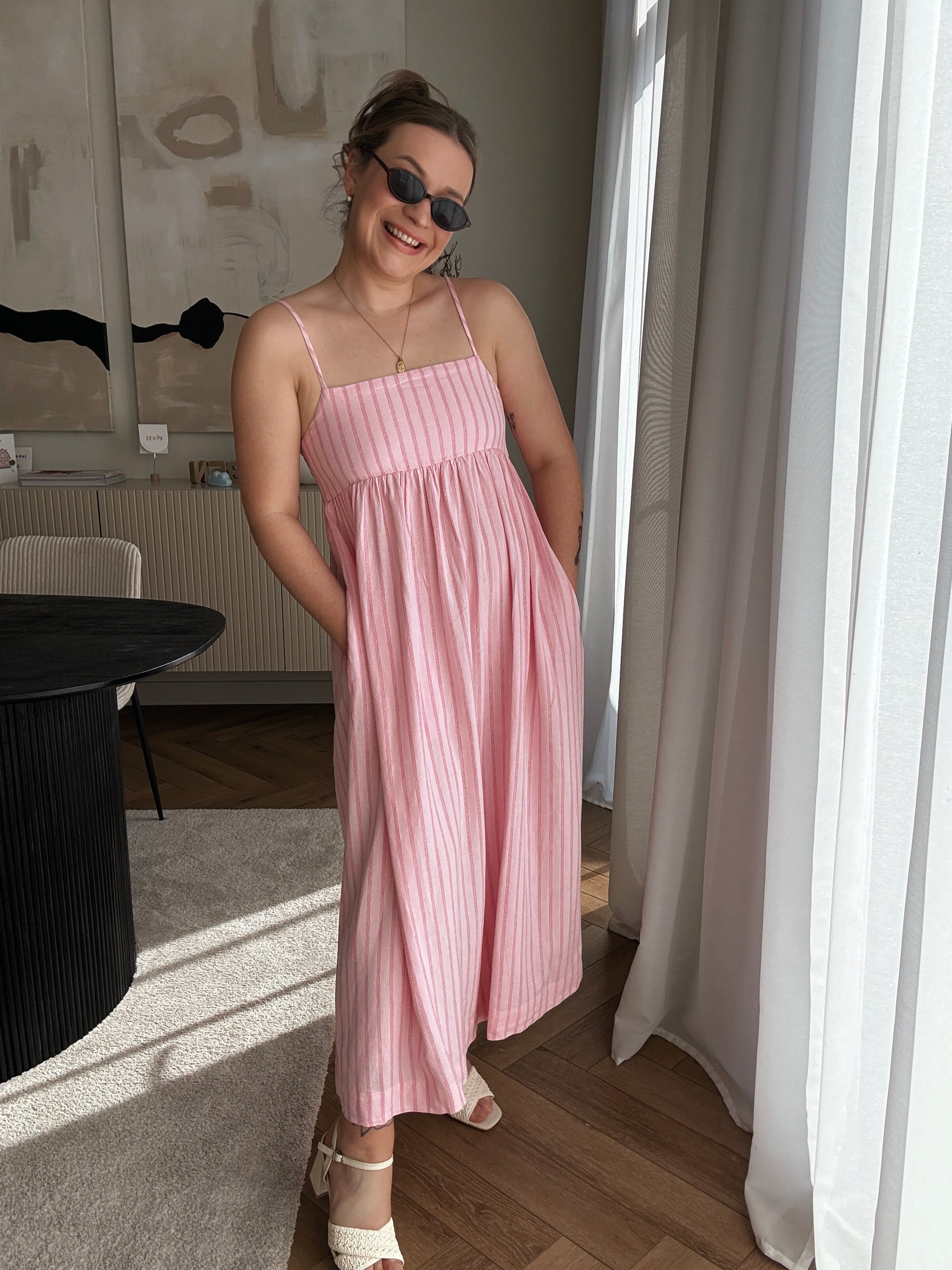 Almira linnen maxidress pink