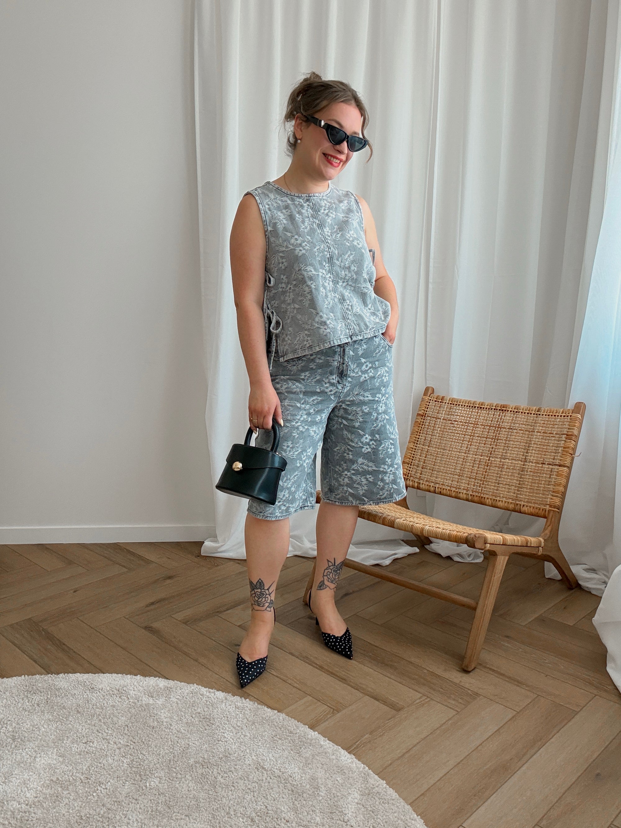 Mabel denim top grey