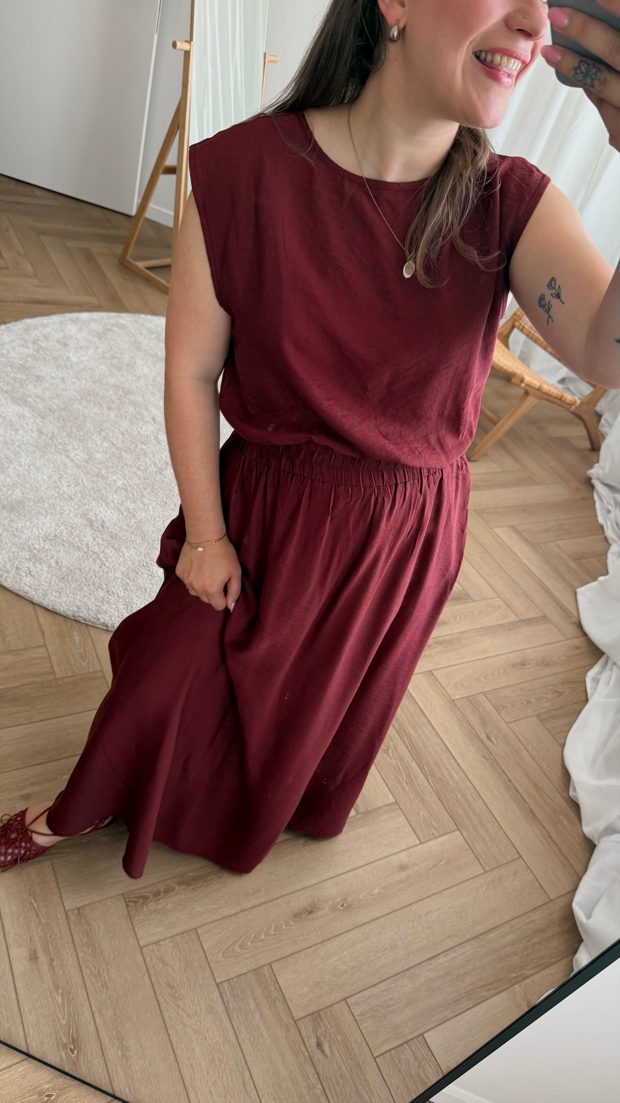 Briar top & skirt set - wine