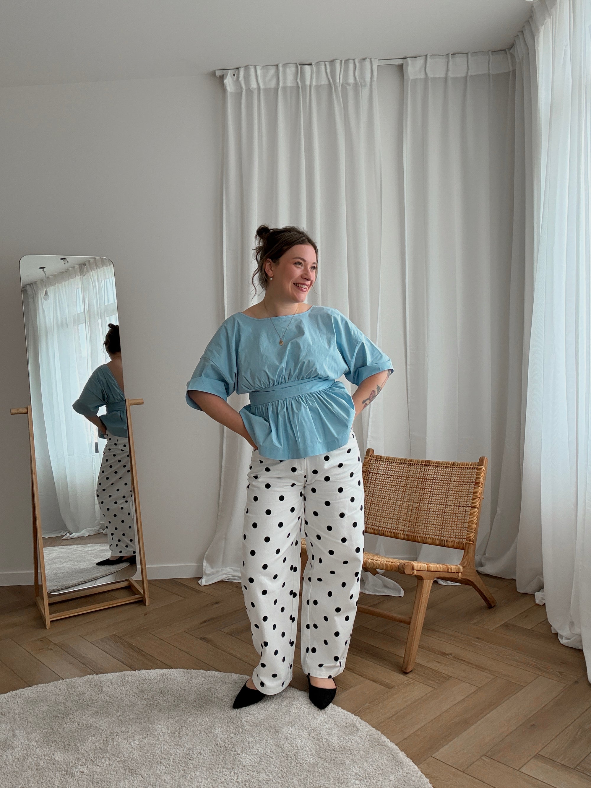 Paula polkadot barrel jeans