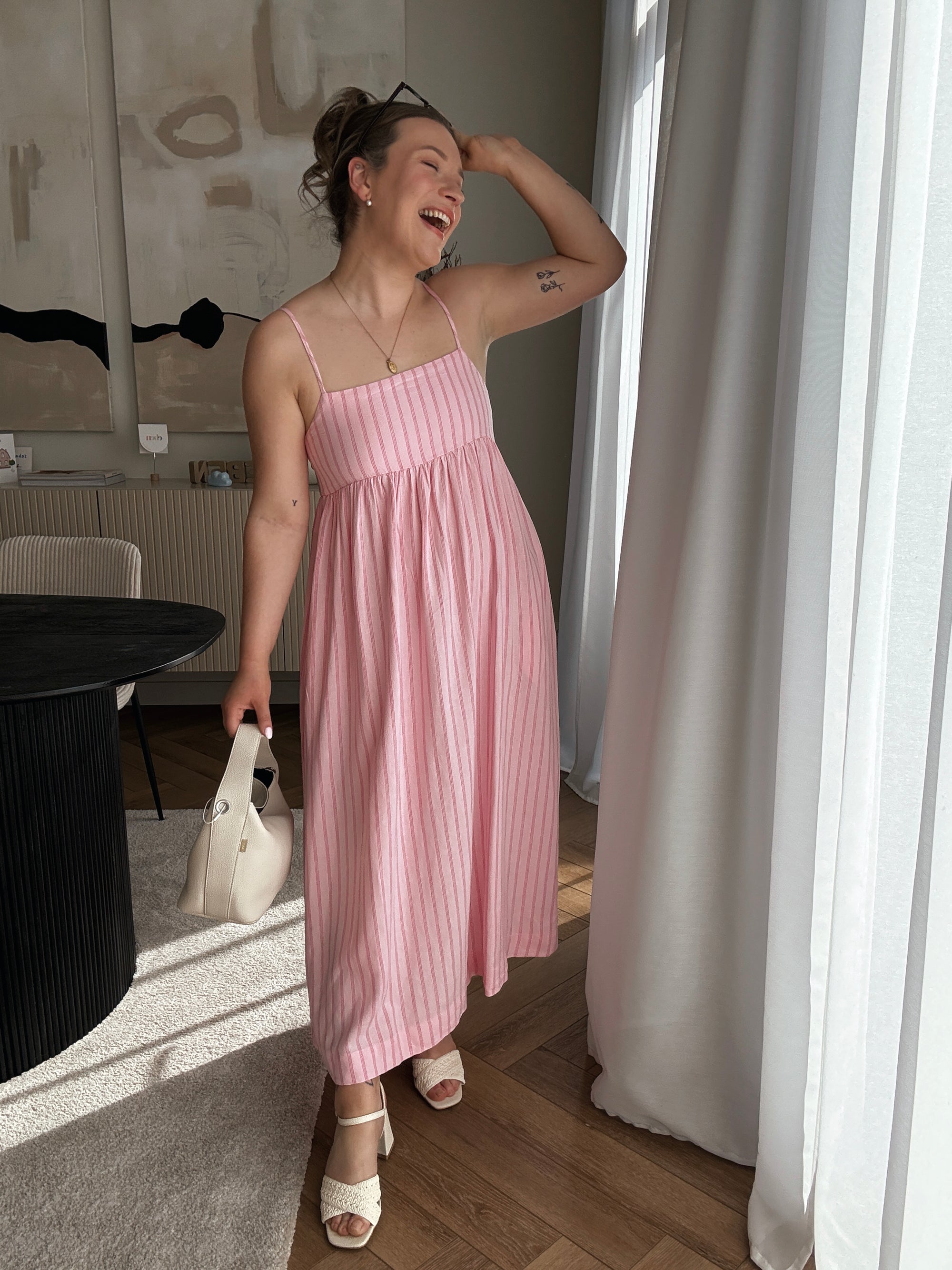 Almira linnen maxidress pink