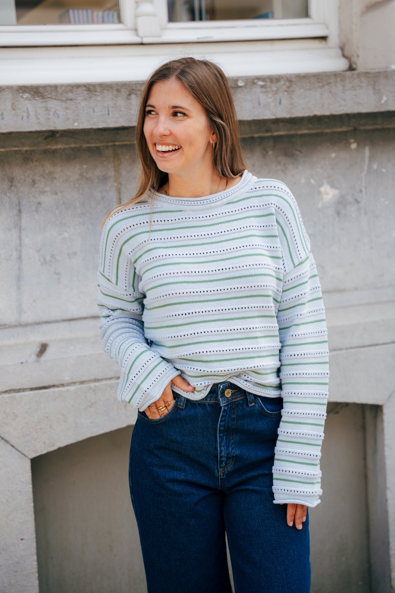 Lara crochet knit blue