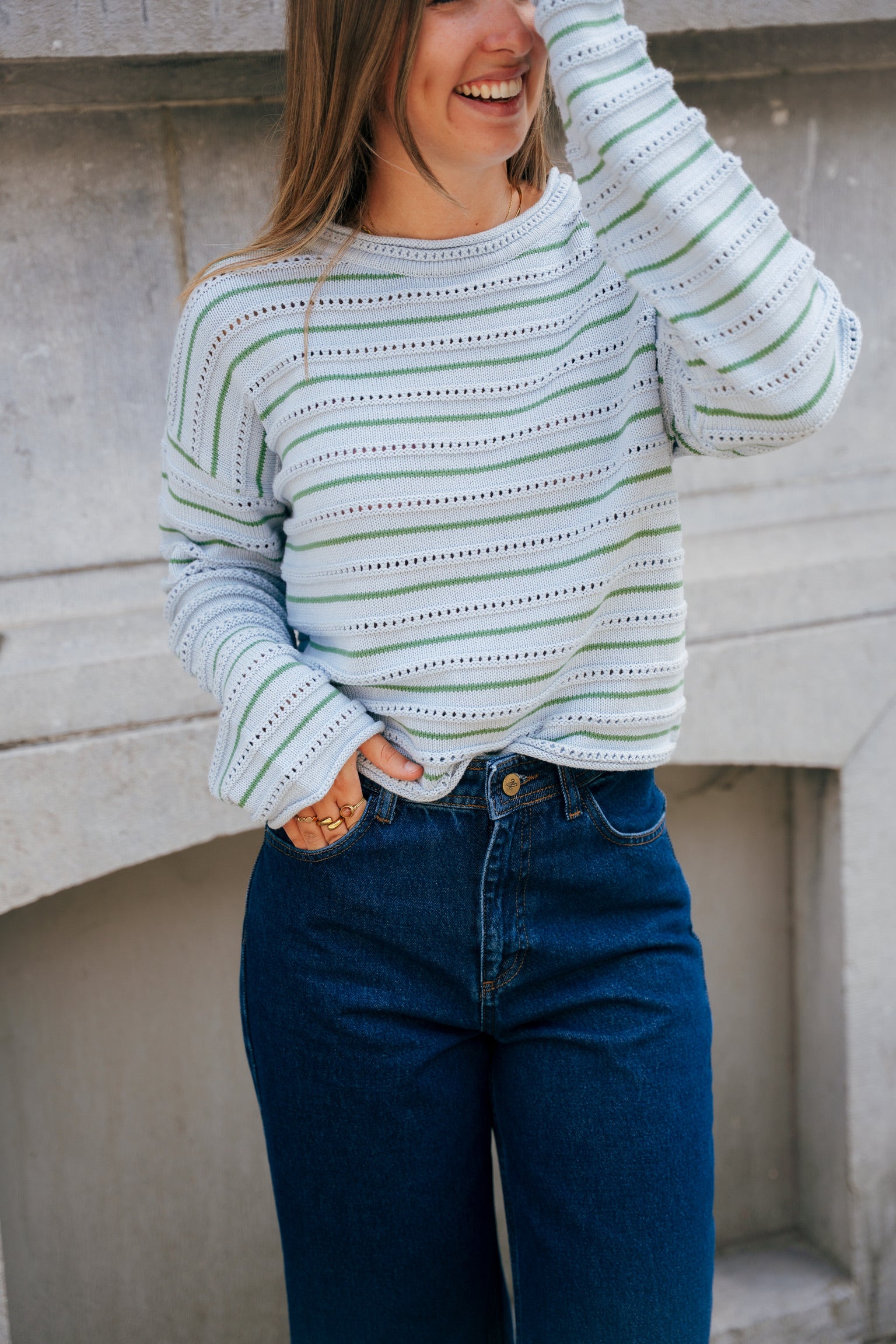 Lara crochet knit blue