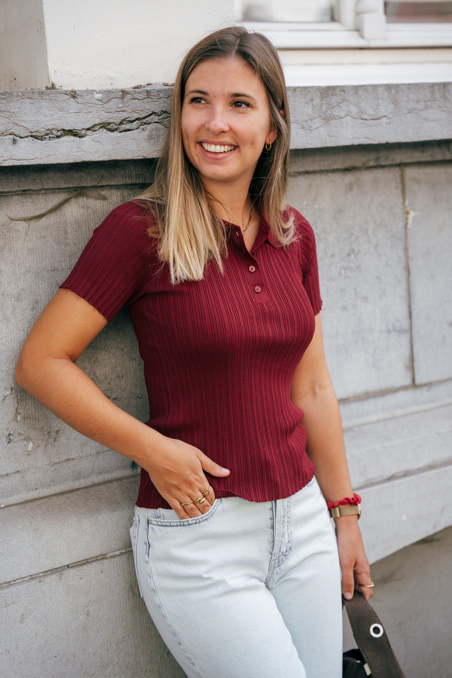 Hadley knit polo burgundy