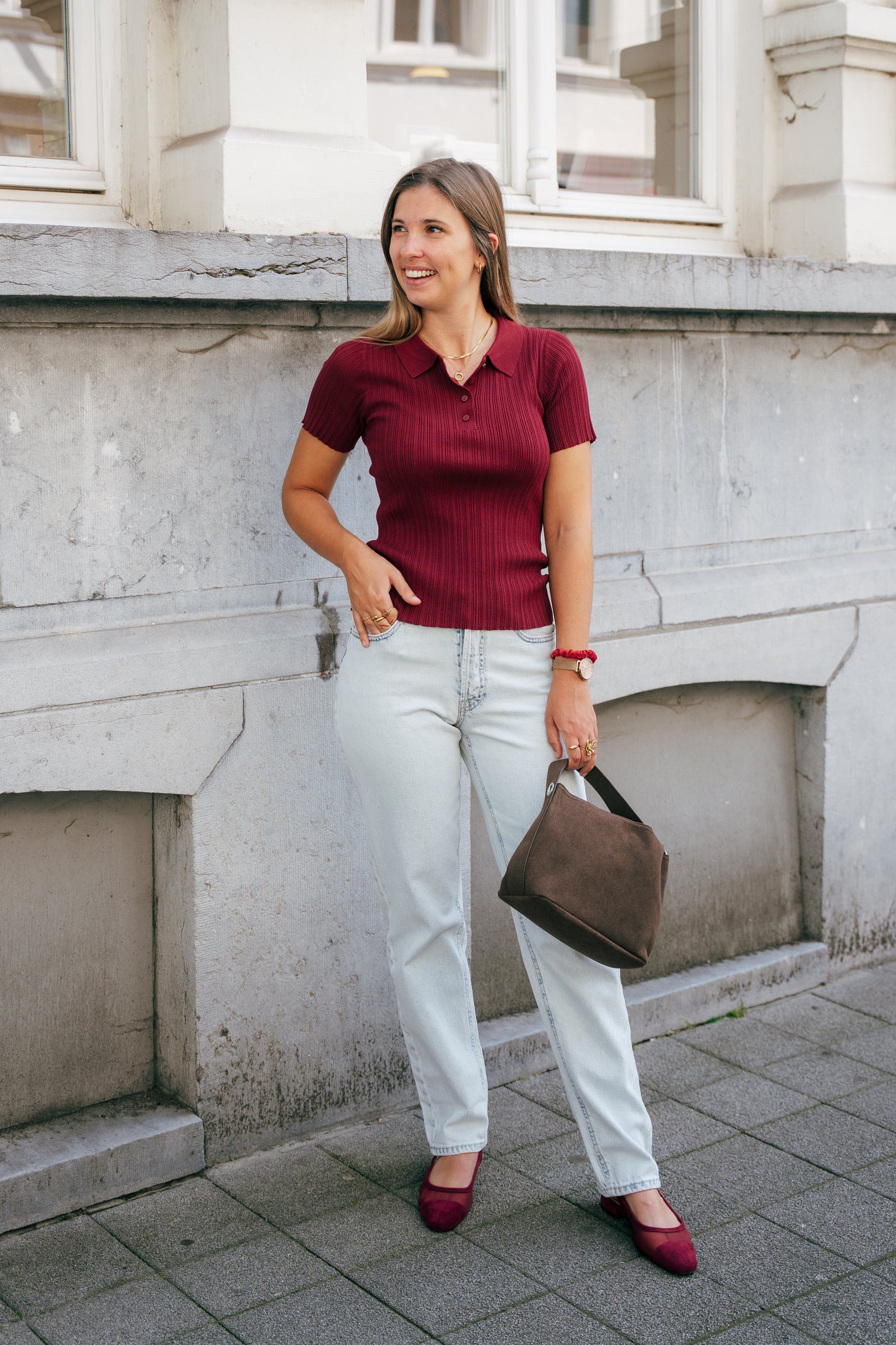 Hadley knit polo burgundy
