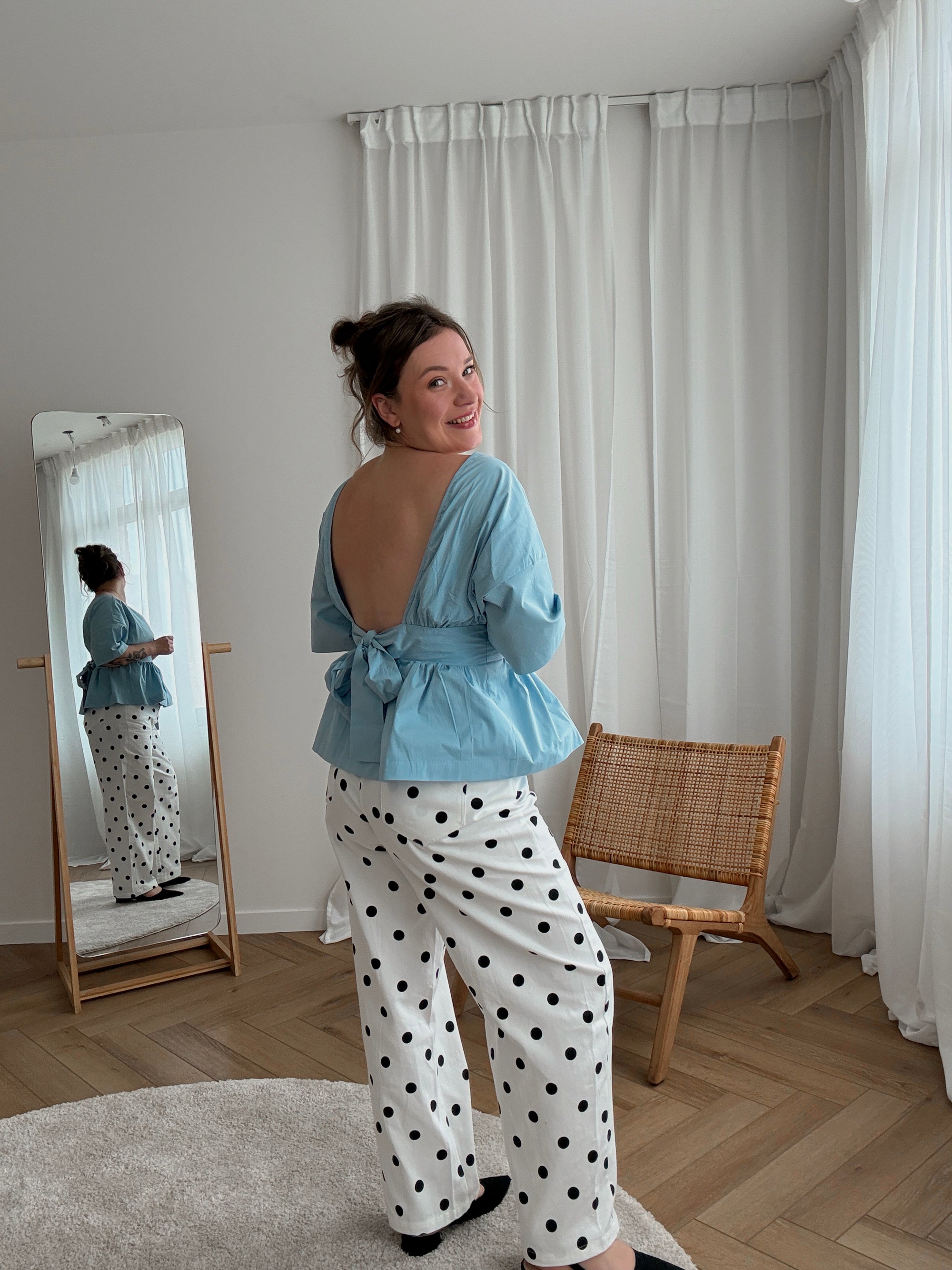Paula polkadot barrel jeans