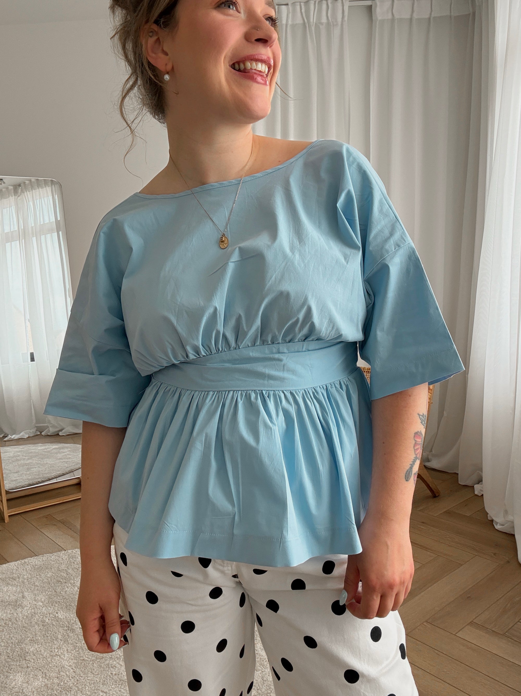Stevie bow blouse babyblue