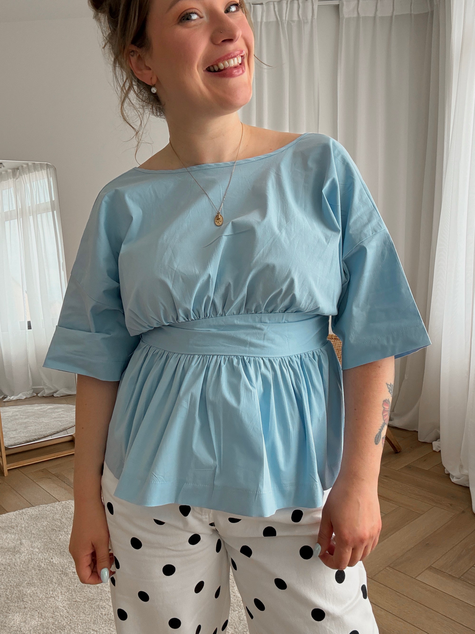 Stevie bow blouse babyblue