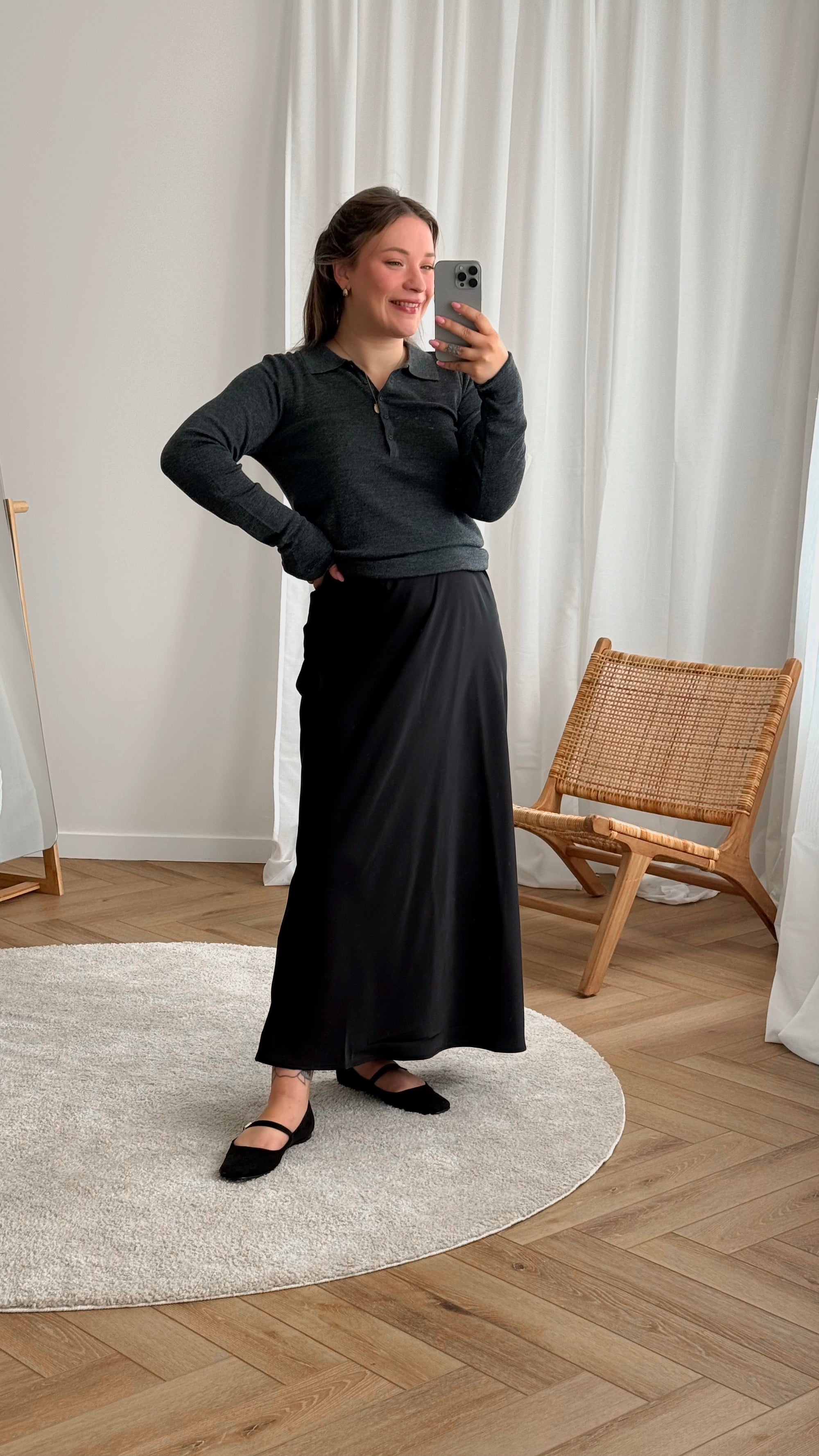 Tine Satin skirt - black