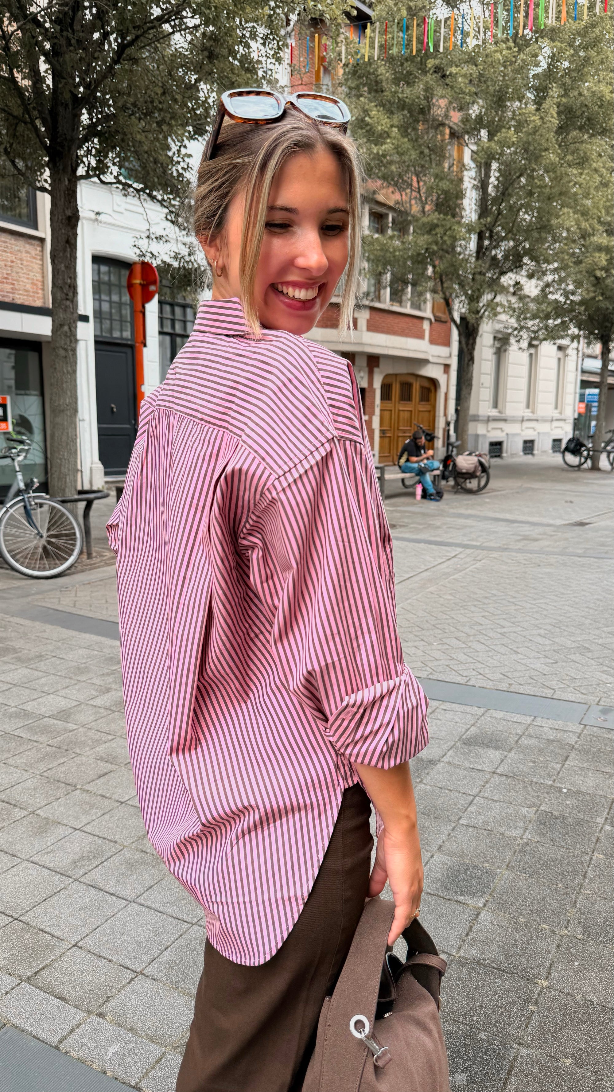 Jamie striped shirt -pink
