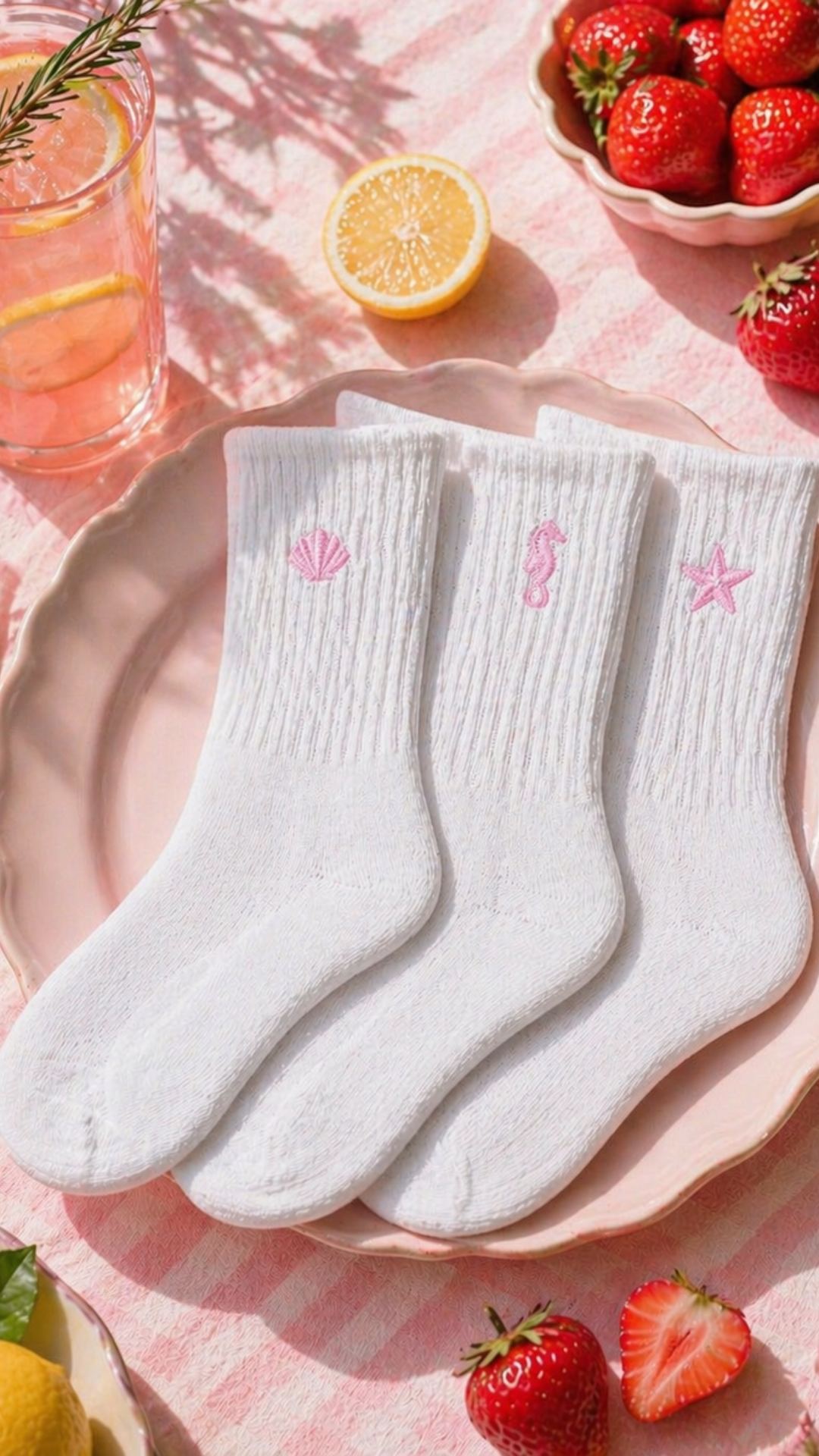Reese 3-pack embroidery socks Let's sea