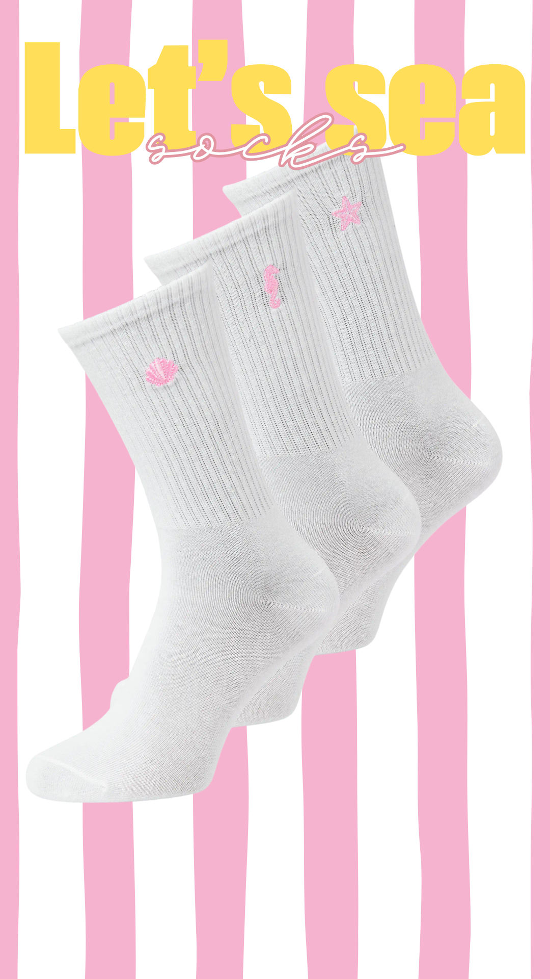 Reese 3-pack embroidery socks Let's sea