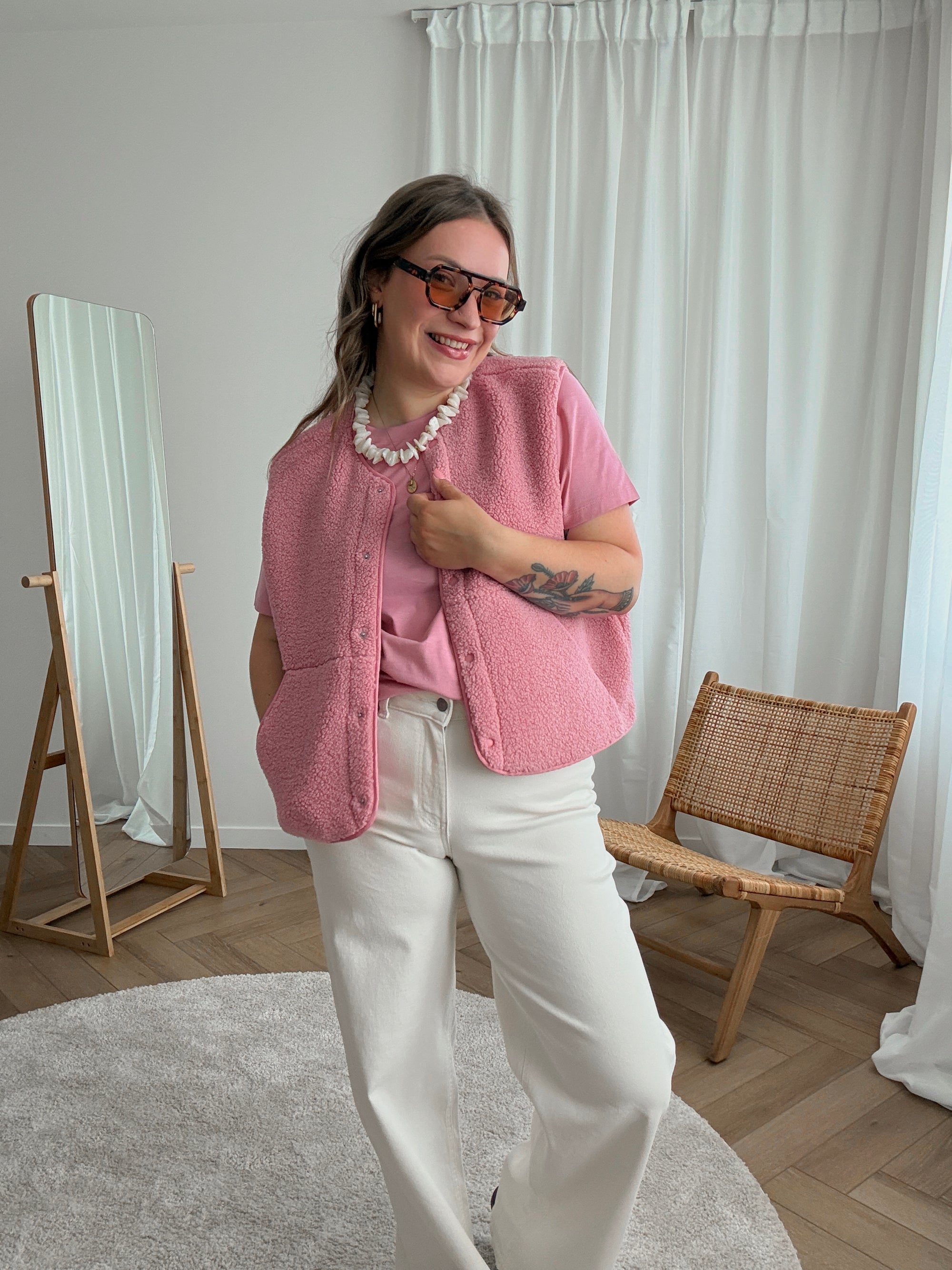 Vera teddy vest -pink