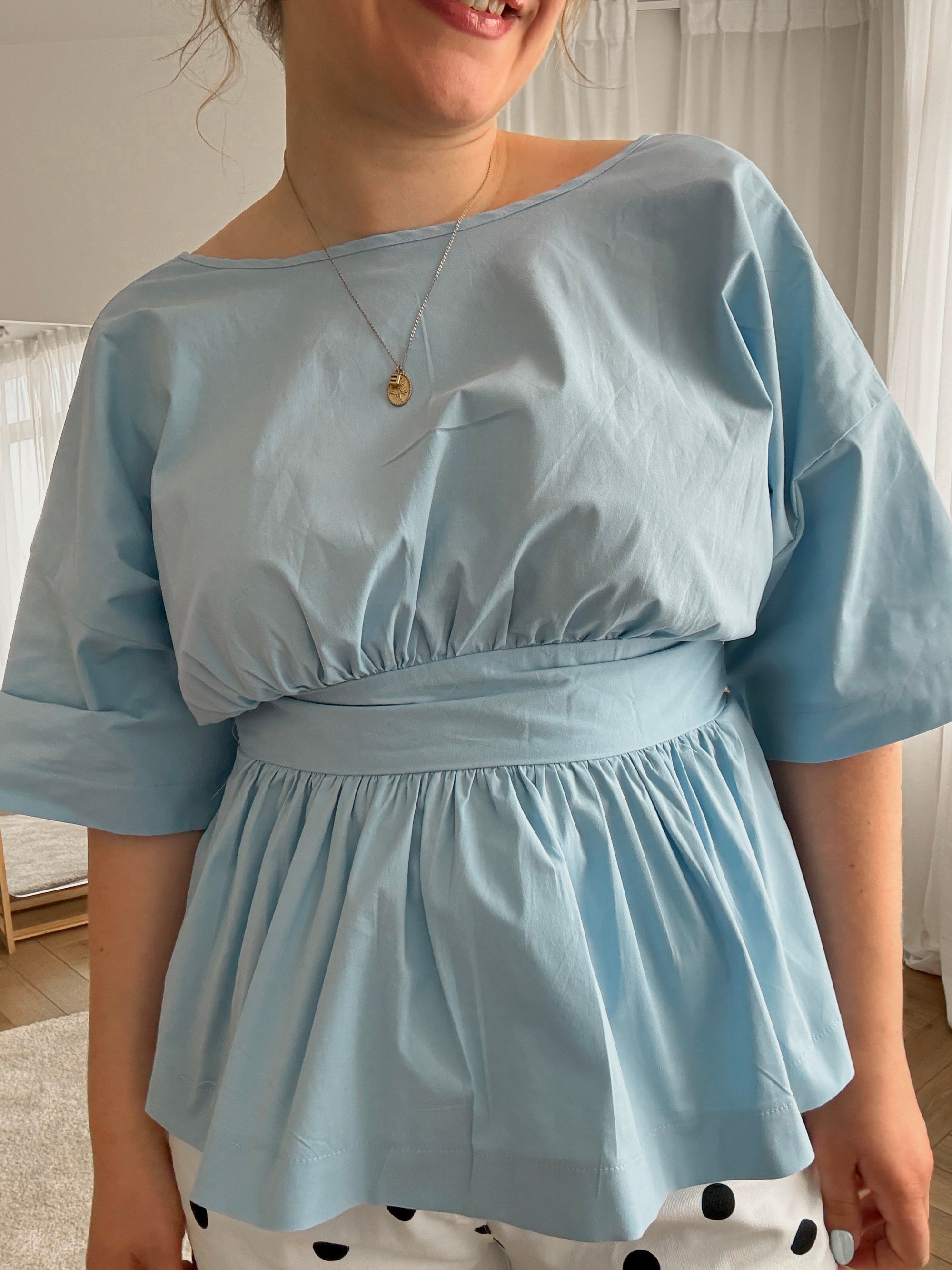Stevie bow blouse babyblue