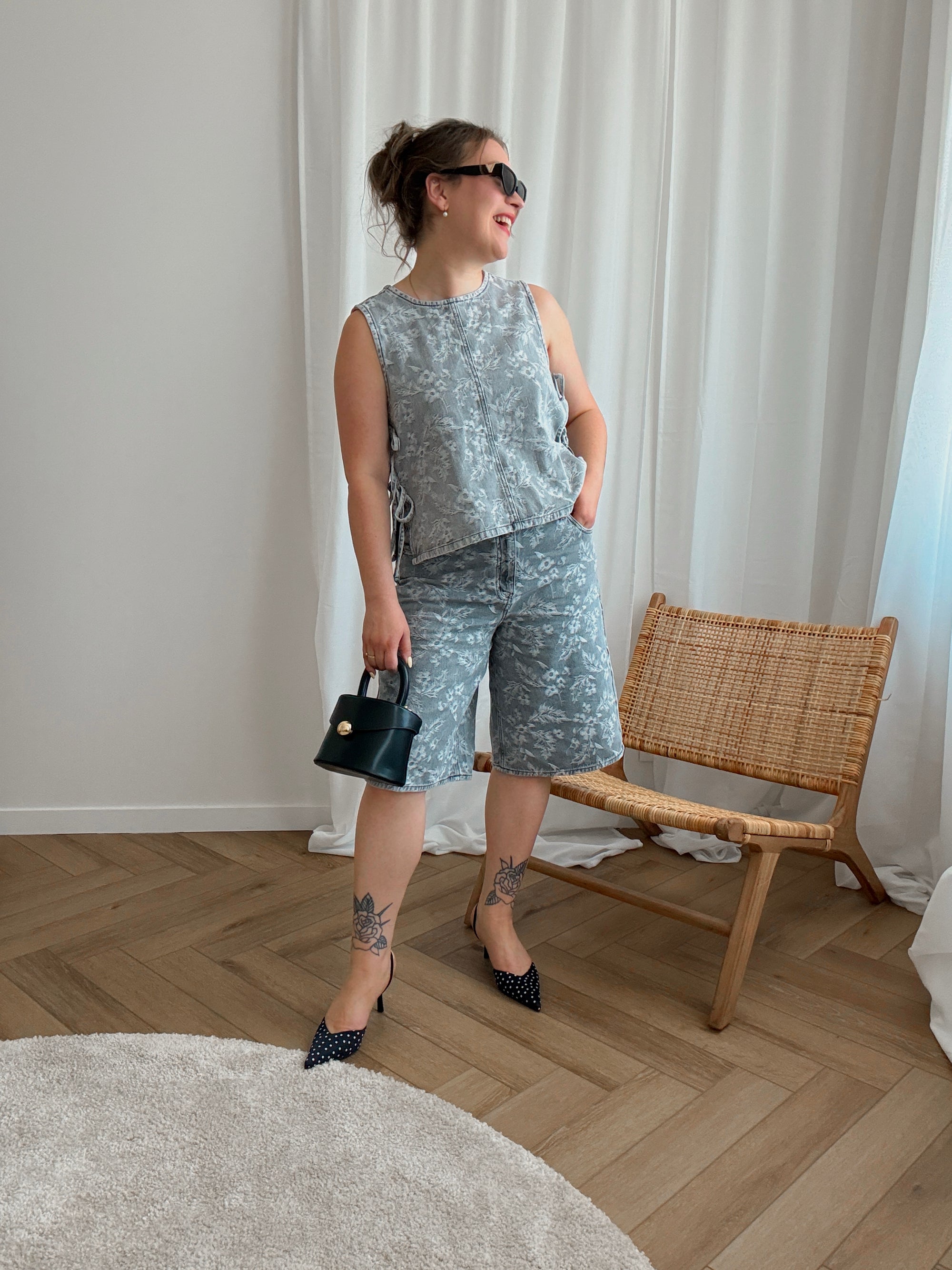 Mabel denim top grey