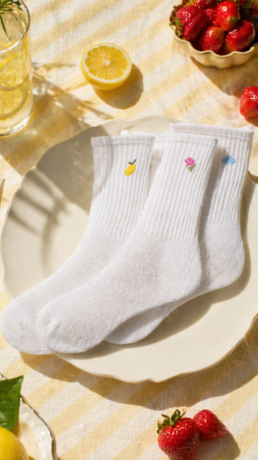 Reese 3-pack embroidery socks let's get fruity