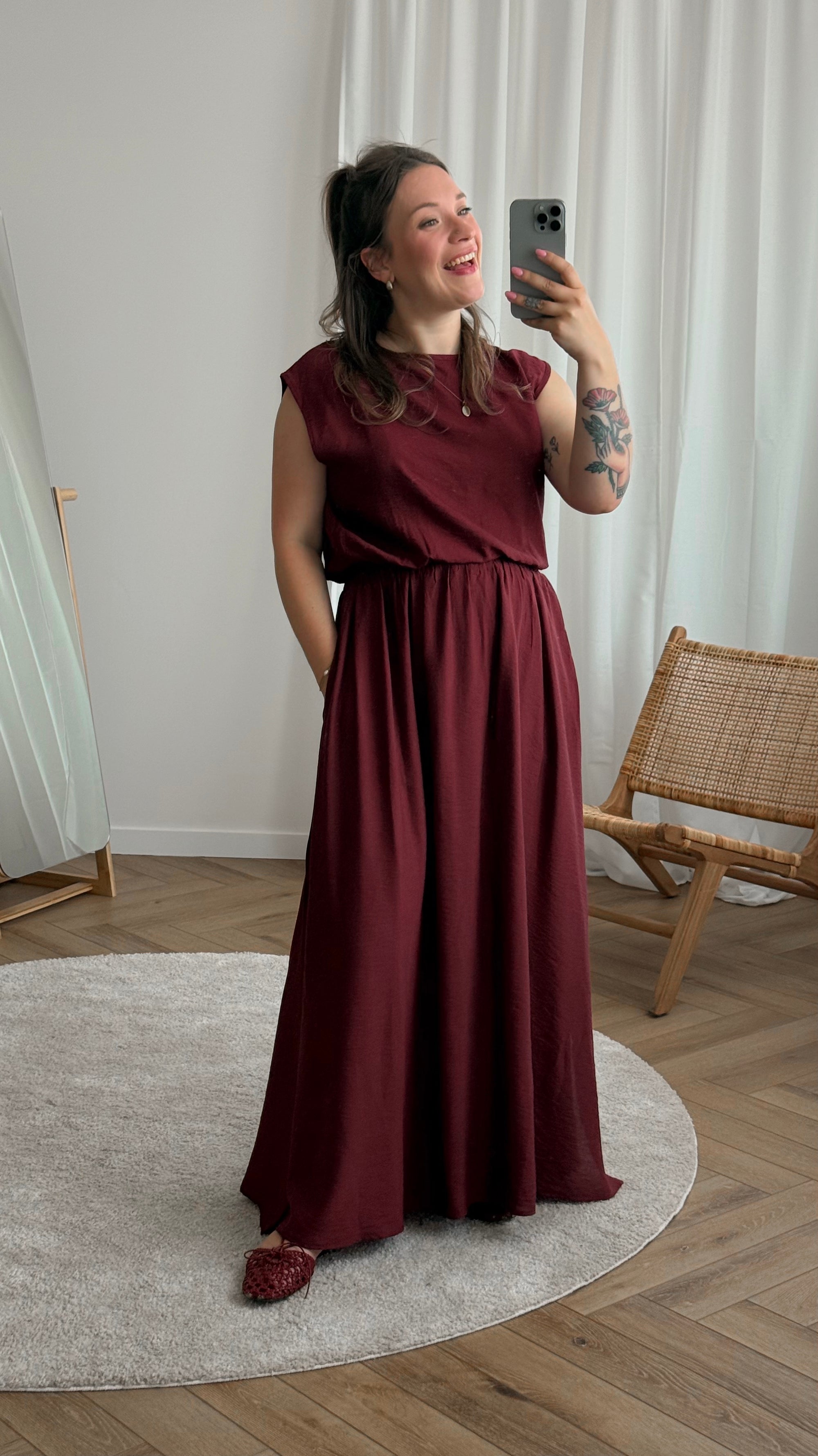 Briar top & skirt set - wine