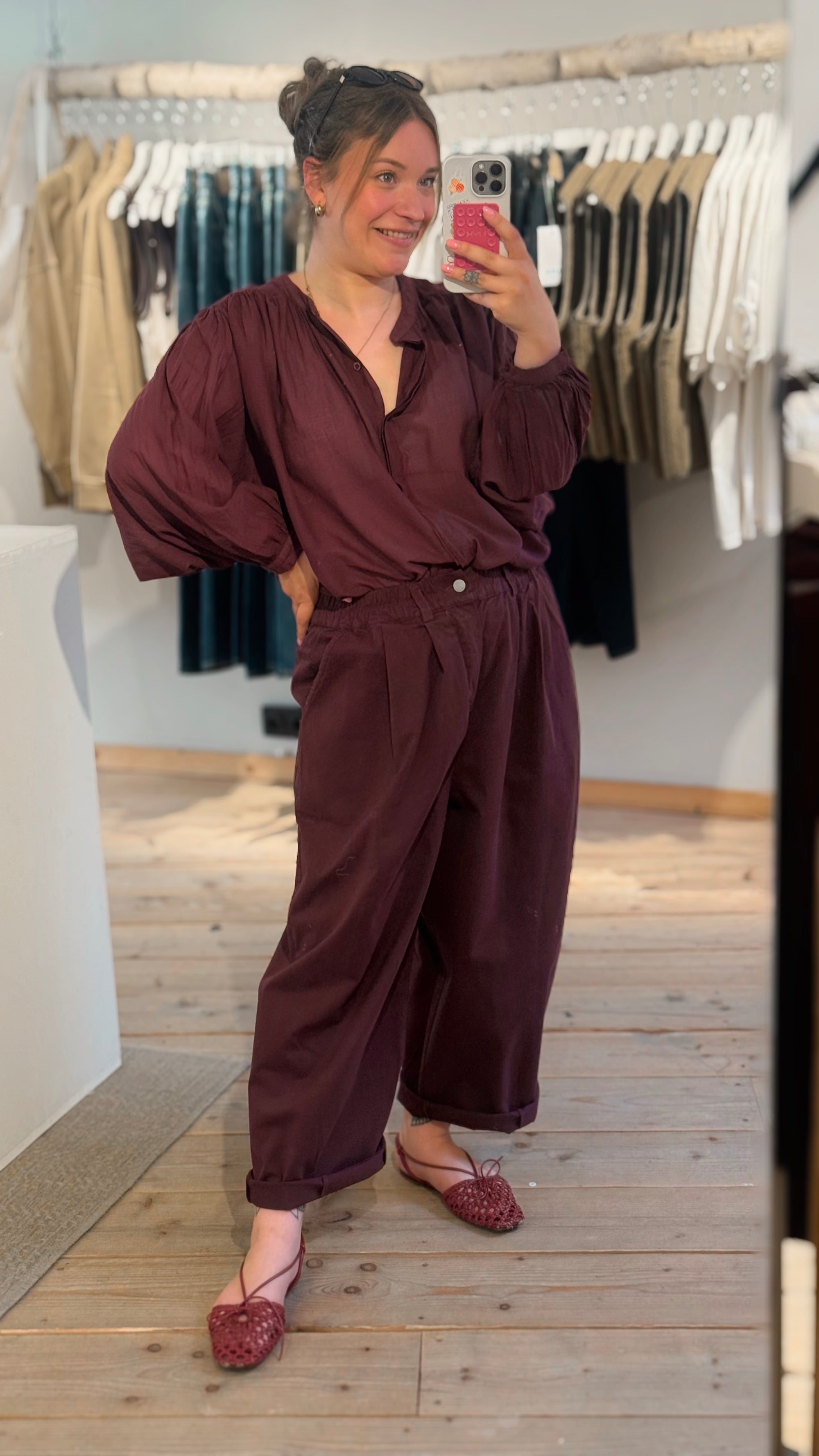 Freya barrel trousers - wine