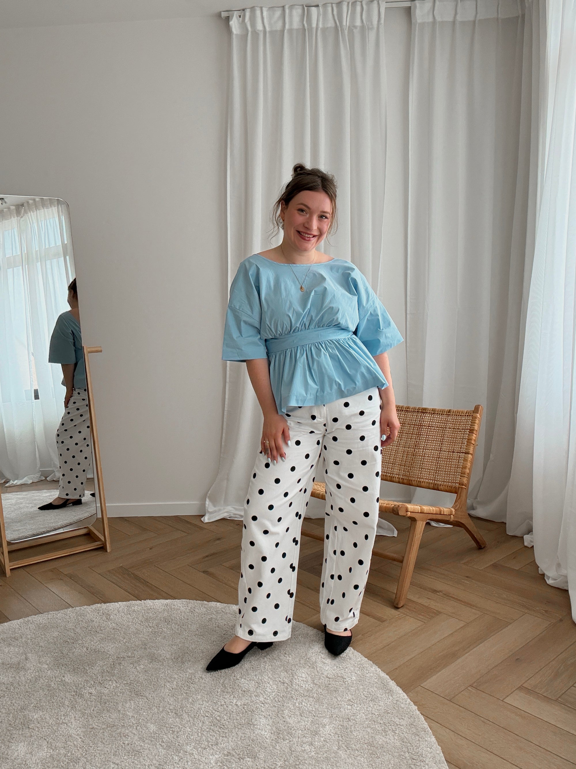 Paula polkadot barrel jeans