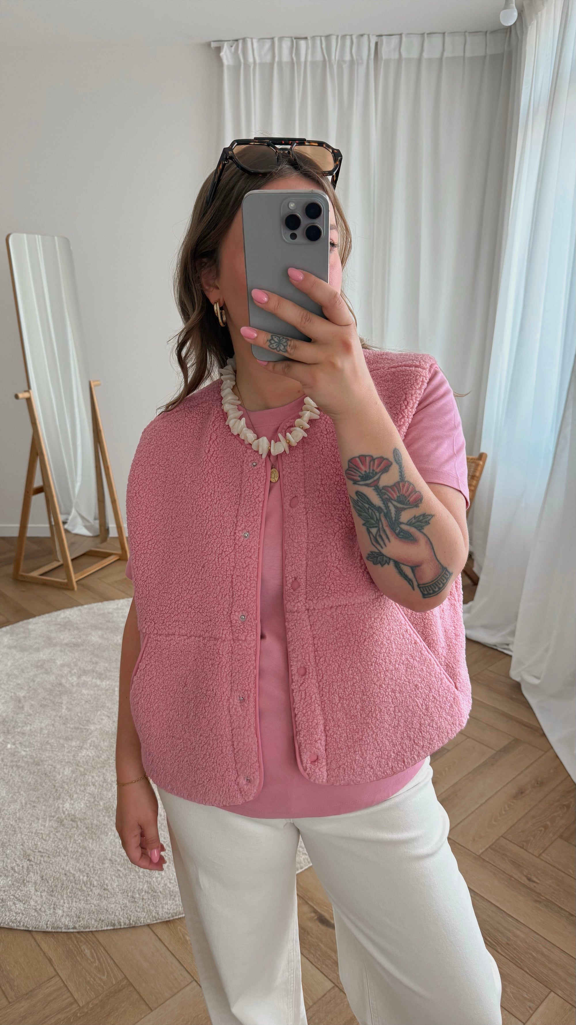 Vera teddy vest -pink