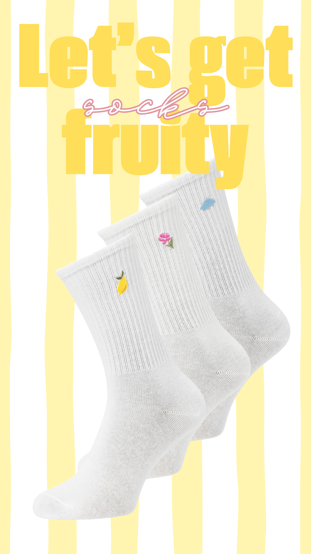 Reese 3-pack embroidery socks let's get fruity
