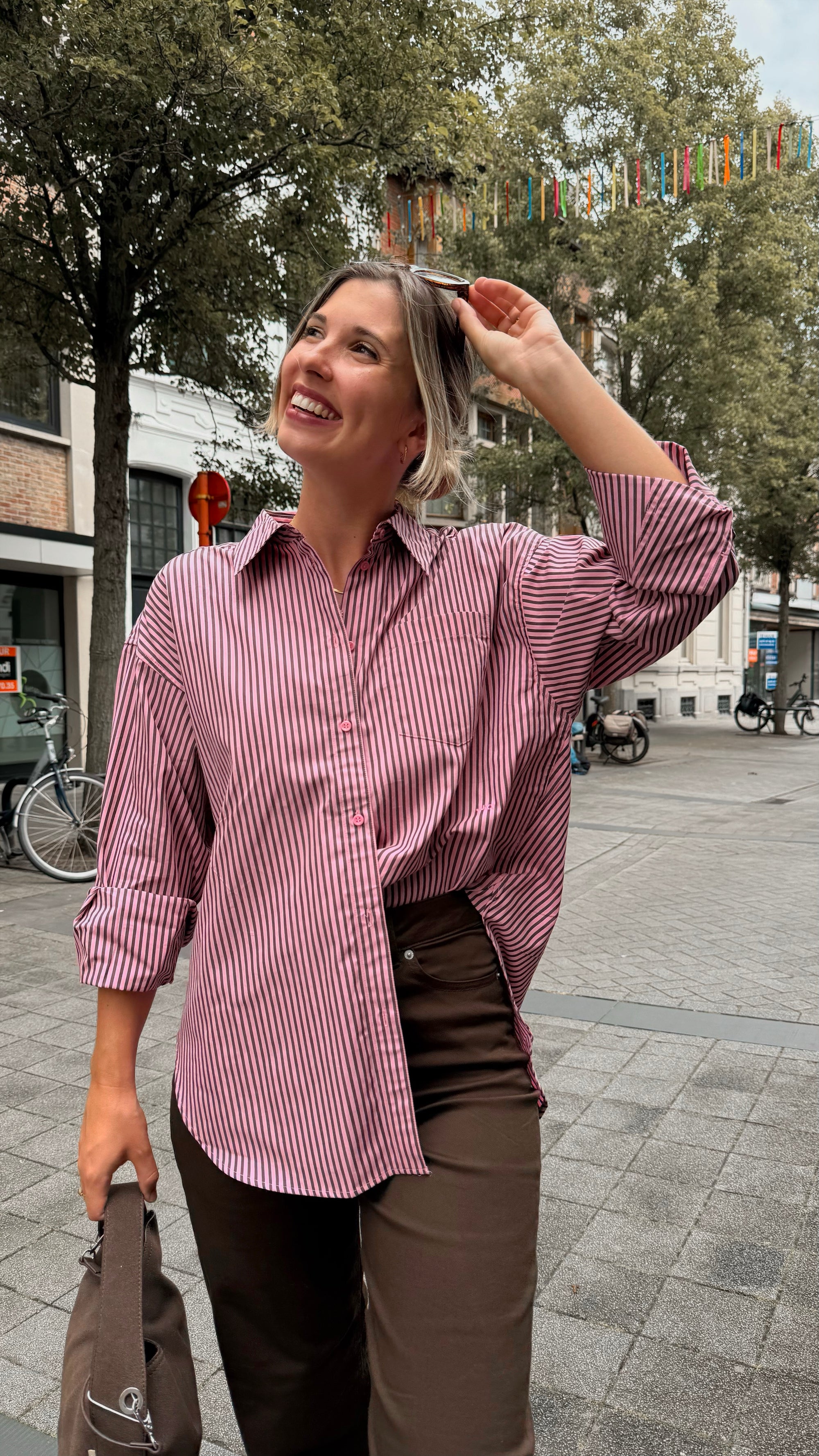 Jamie striped shirt -pink