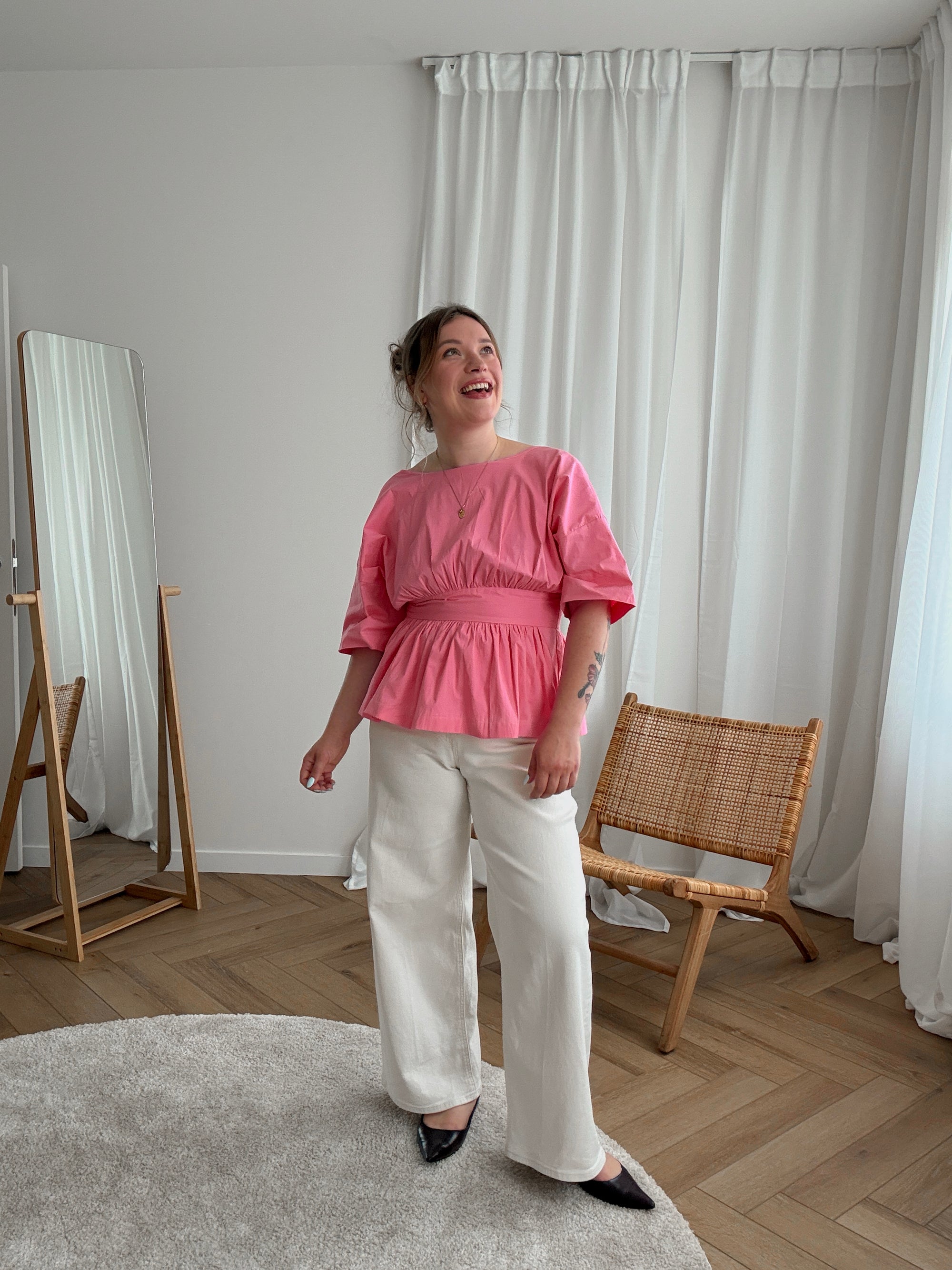 Stevie bow blouse fuchsia