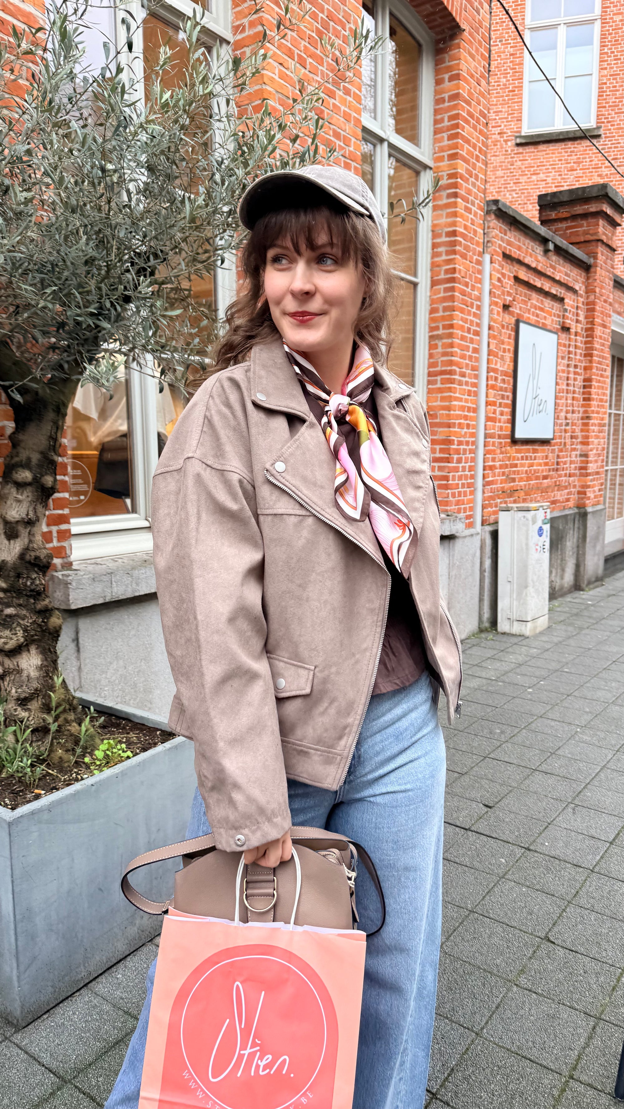 Frida biker jacket taupe