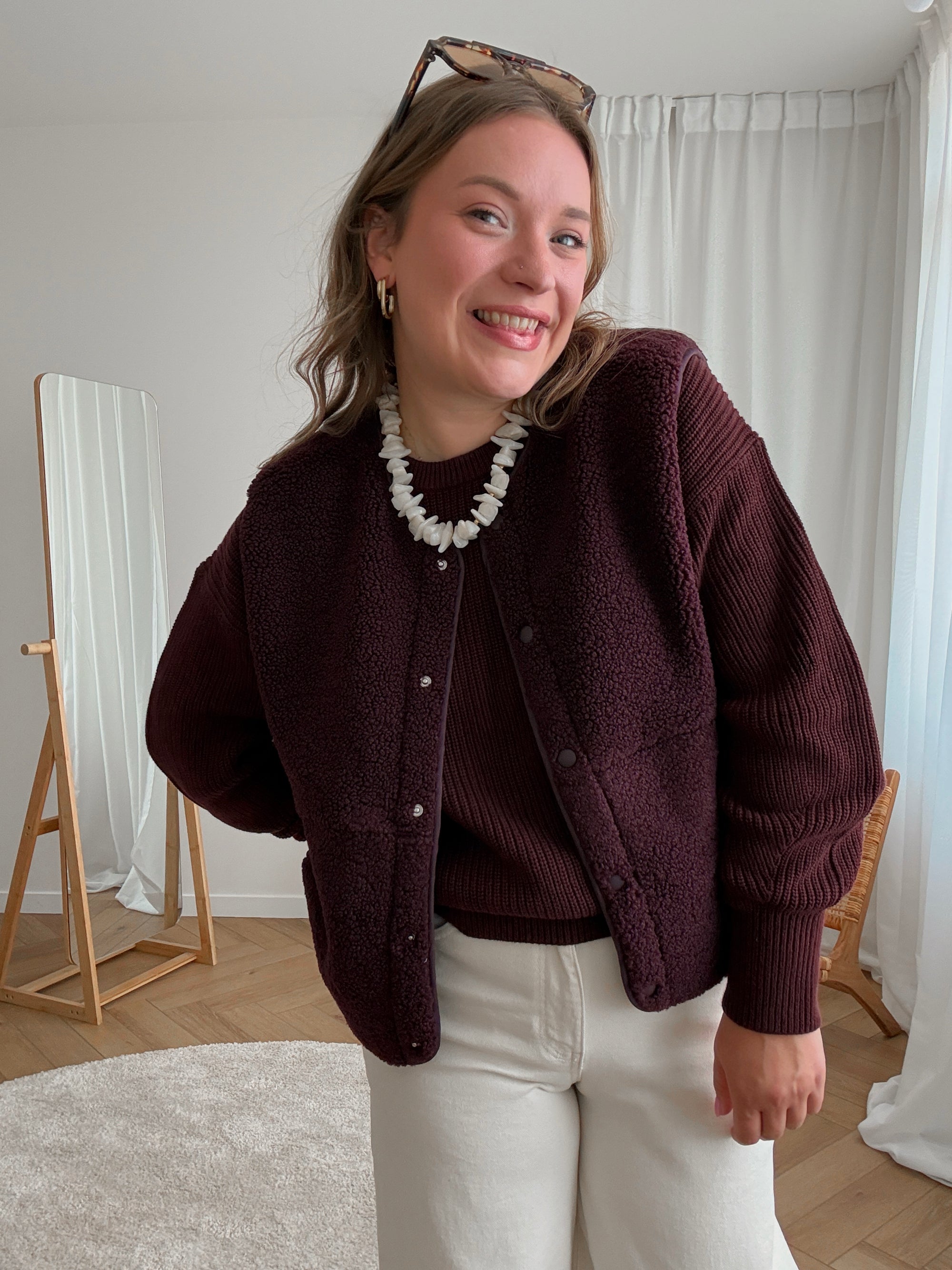 Vera teddy vest -wine