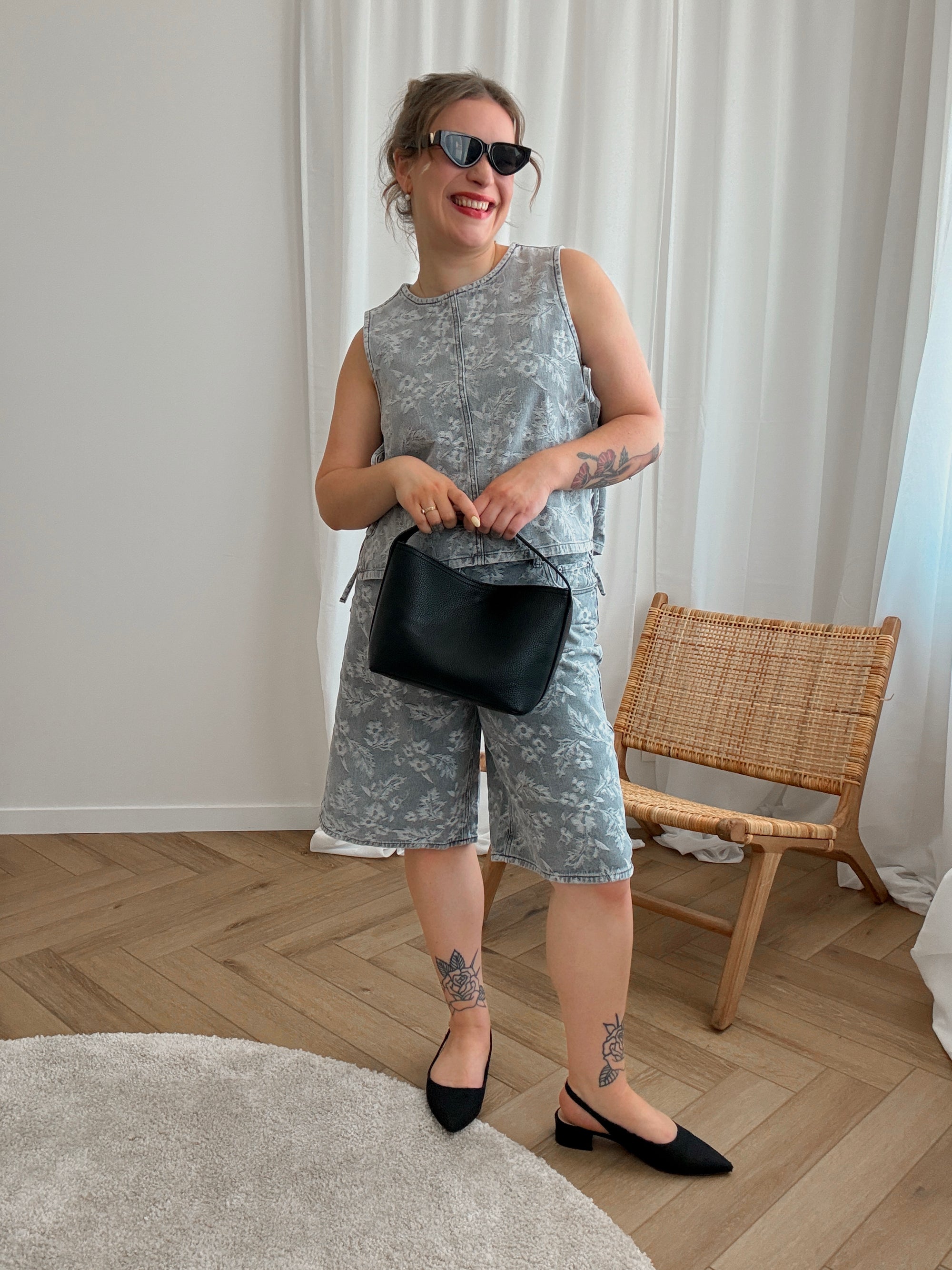 Mabel denim top grey