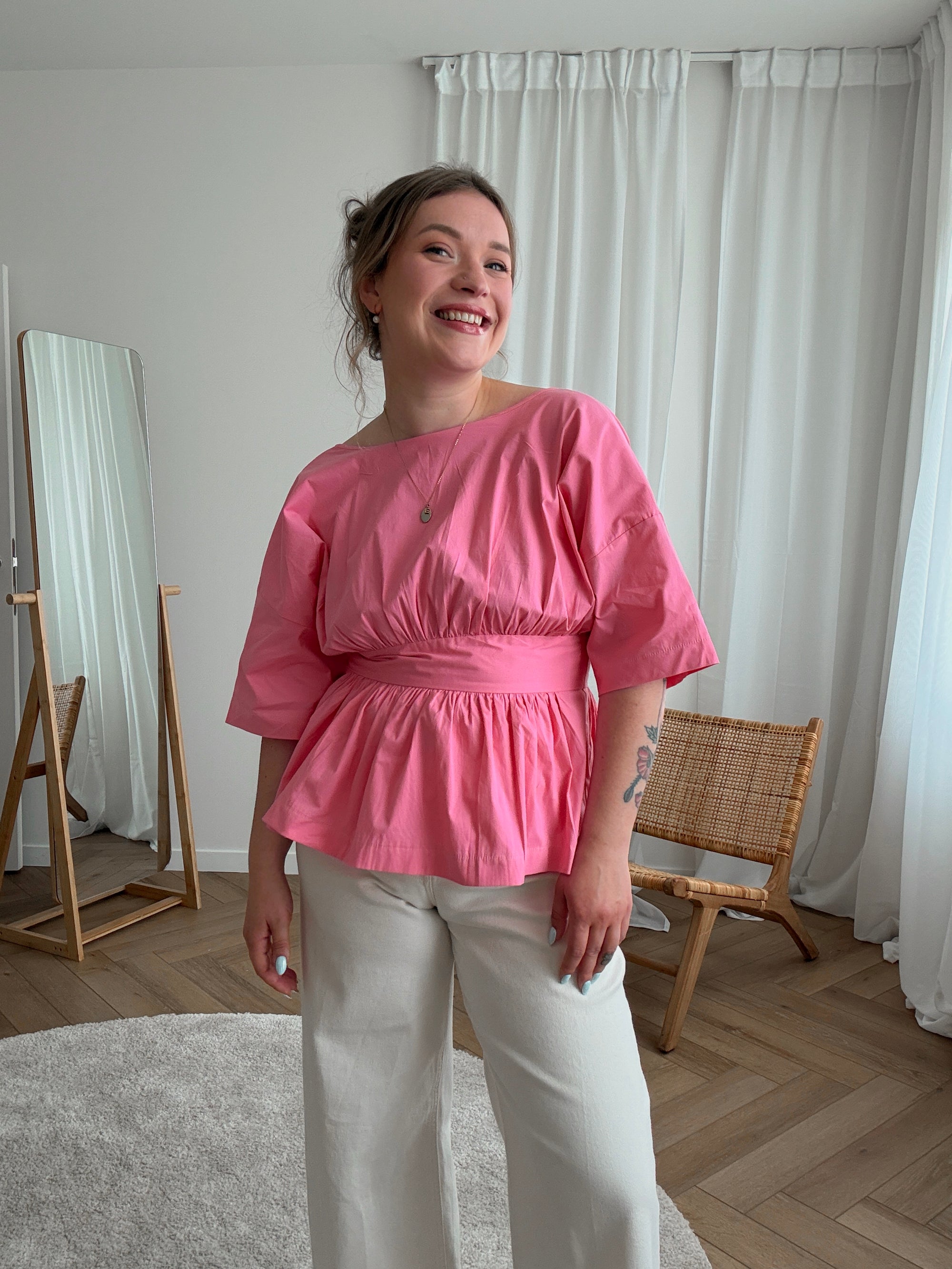 Stevie bow blouse fuchsia