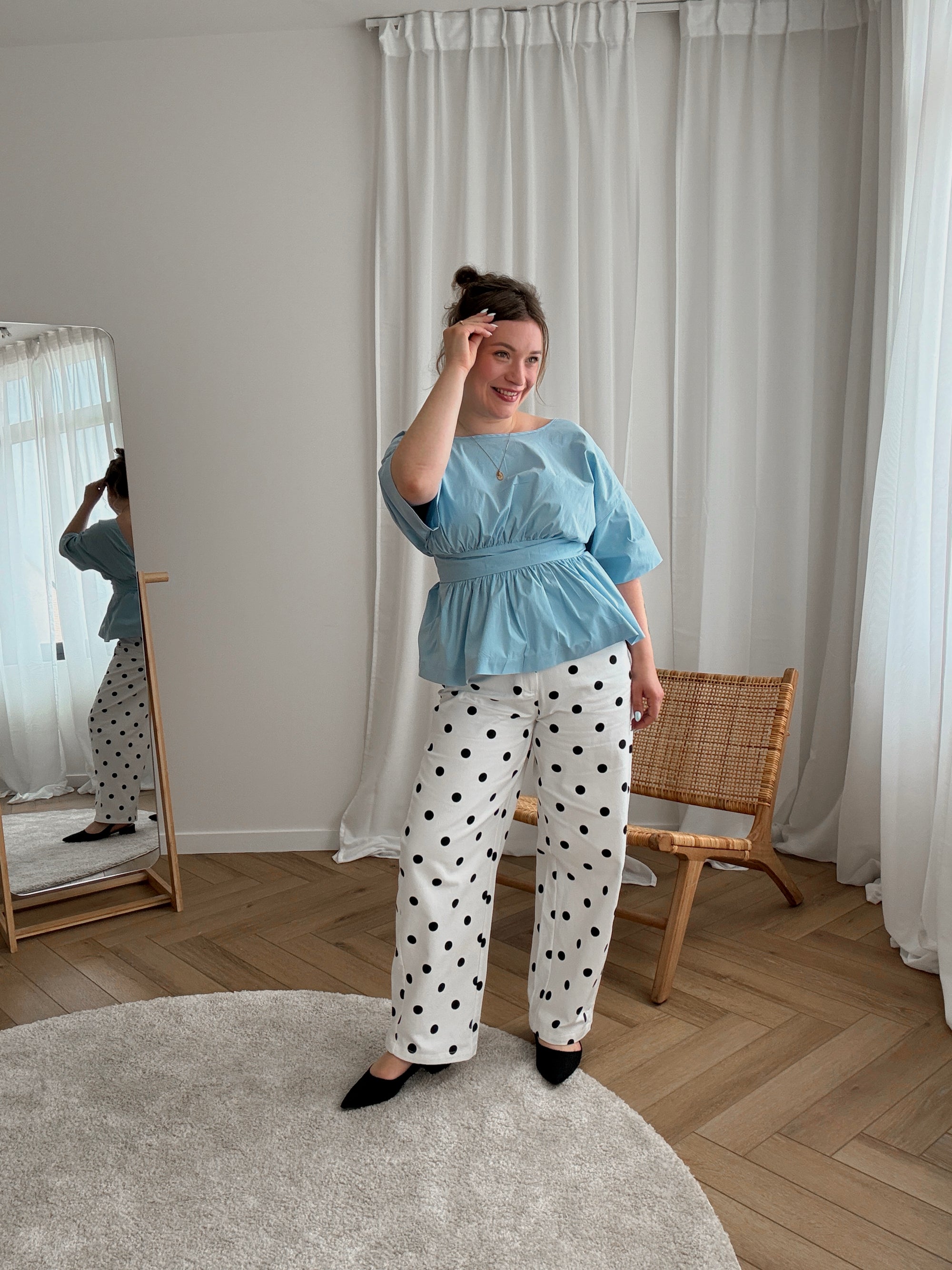 Paula polkadot barrel jeans