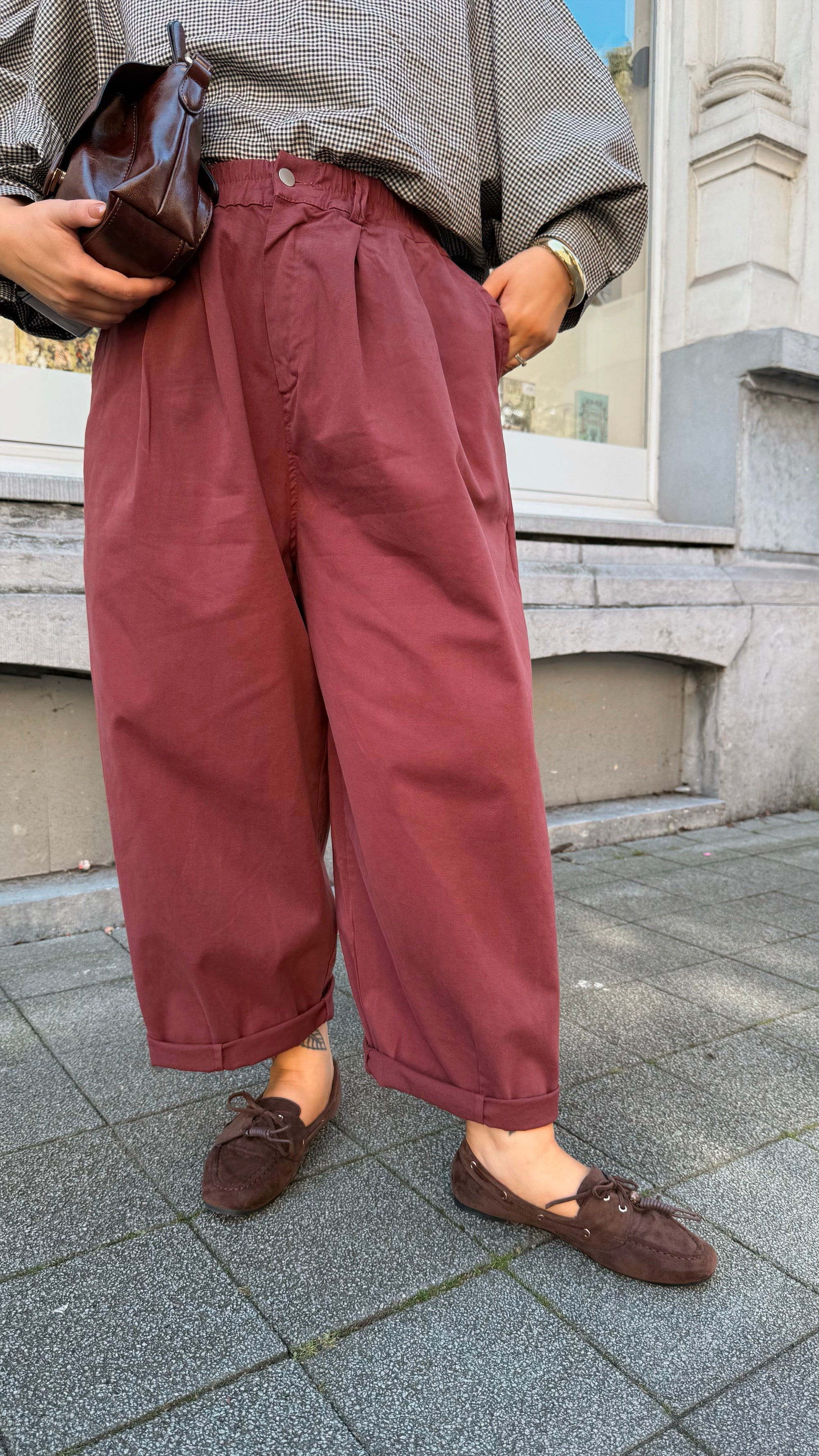 Freya barrel trousers - brick