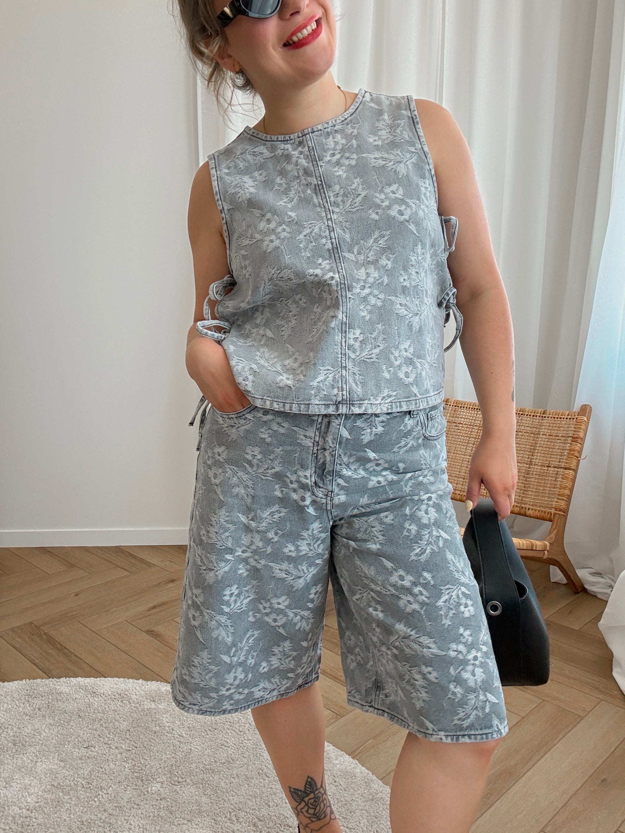 Mabel denim top grey