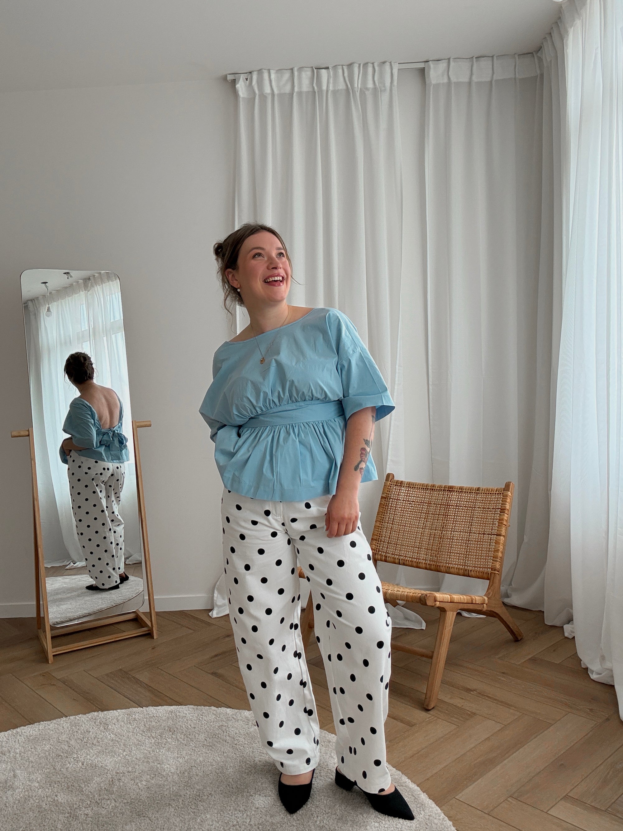 Paula polkadot barrel jeans