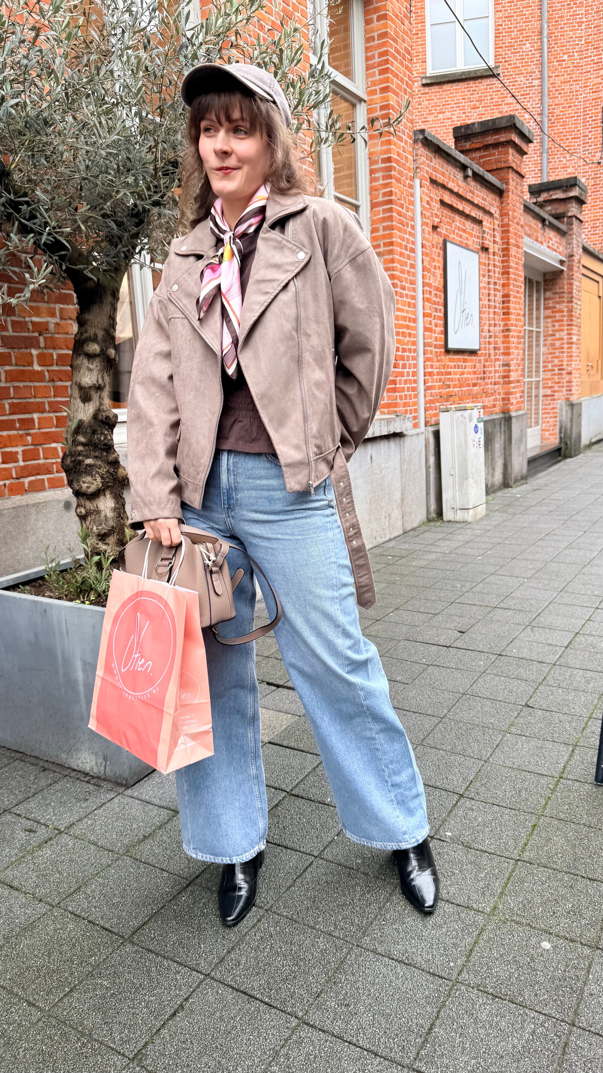 Frida biker jacket taupe