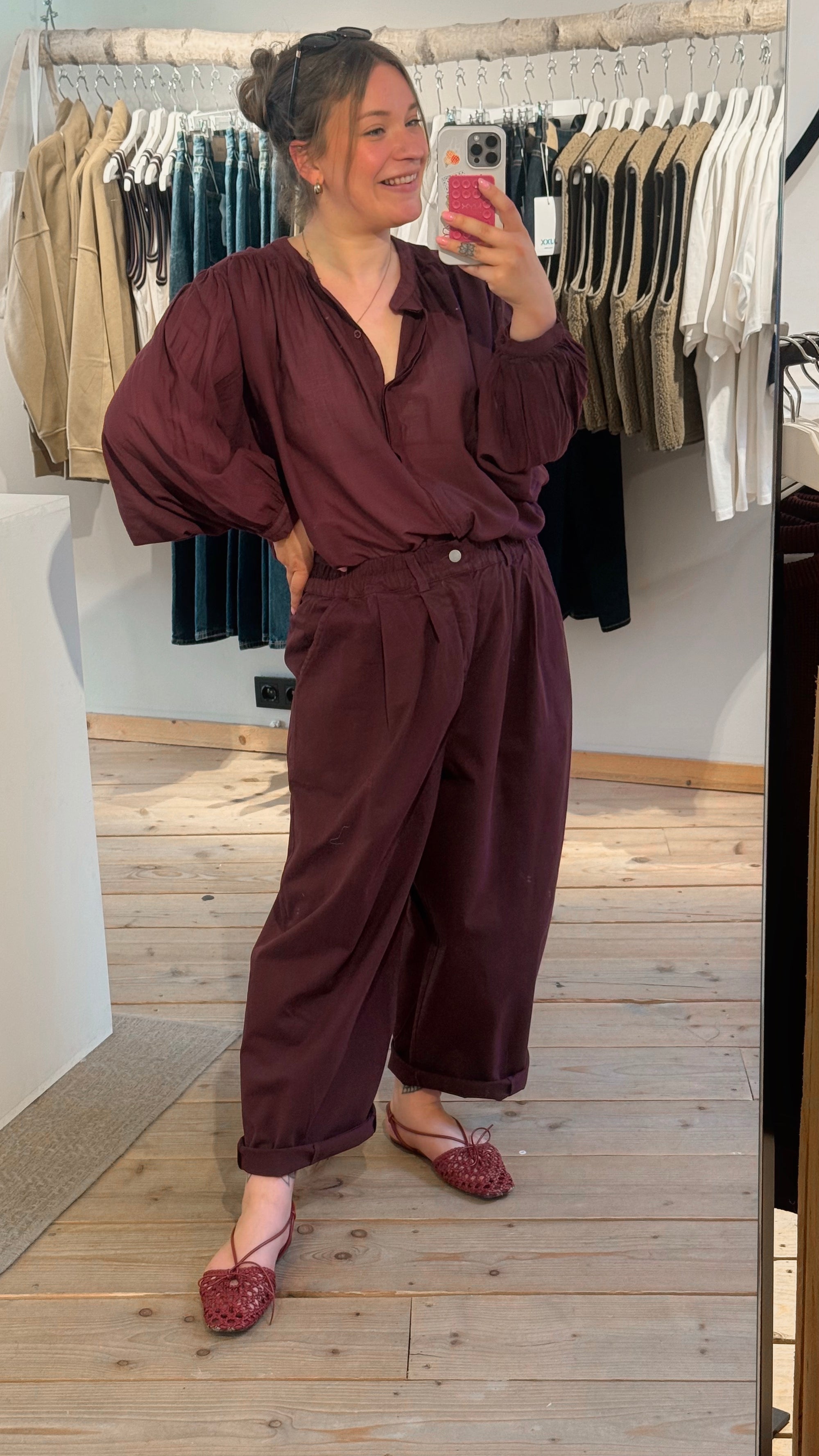 Freya barrel trousers - wine