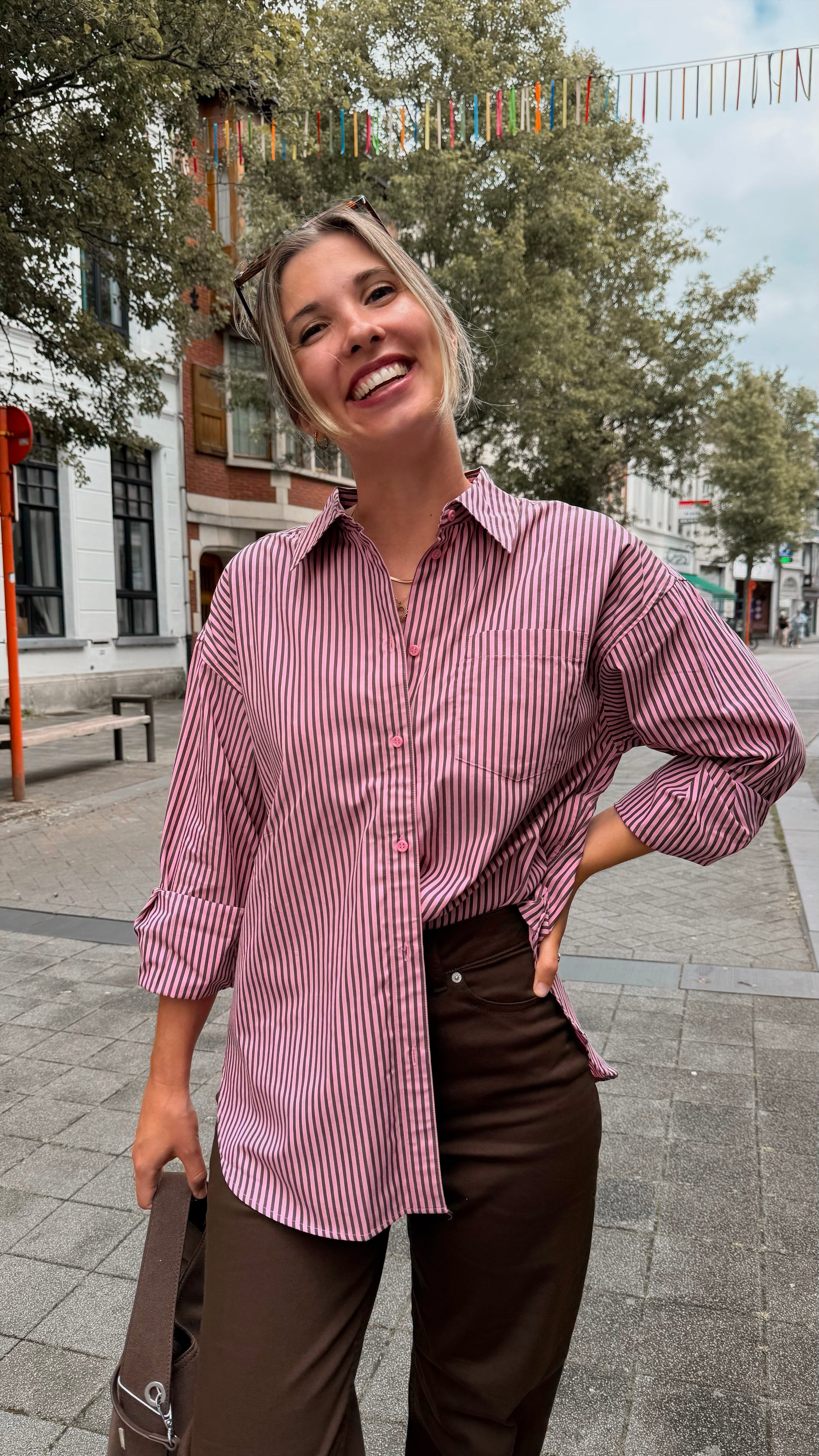 Jamie striped shirt -pink