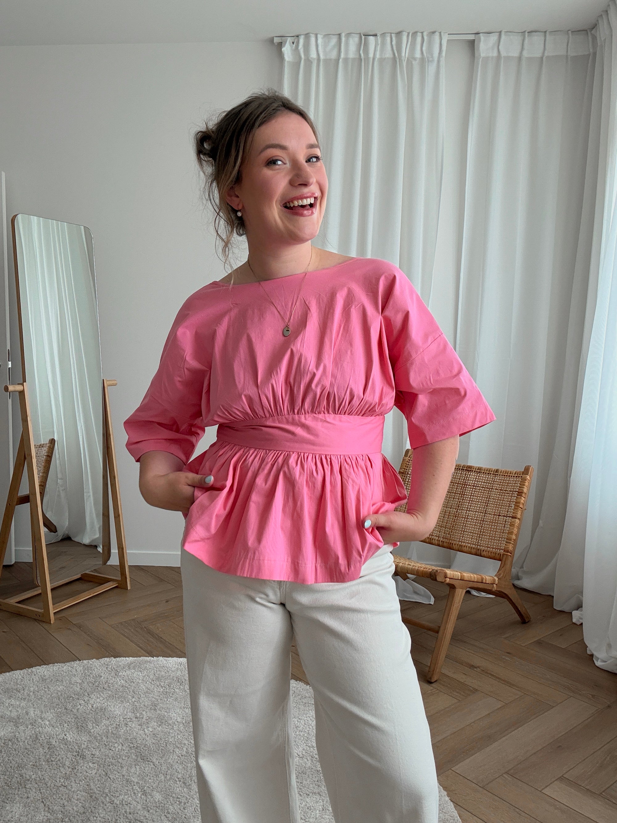 Stevie bow blouse fuchsia
