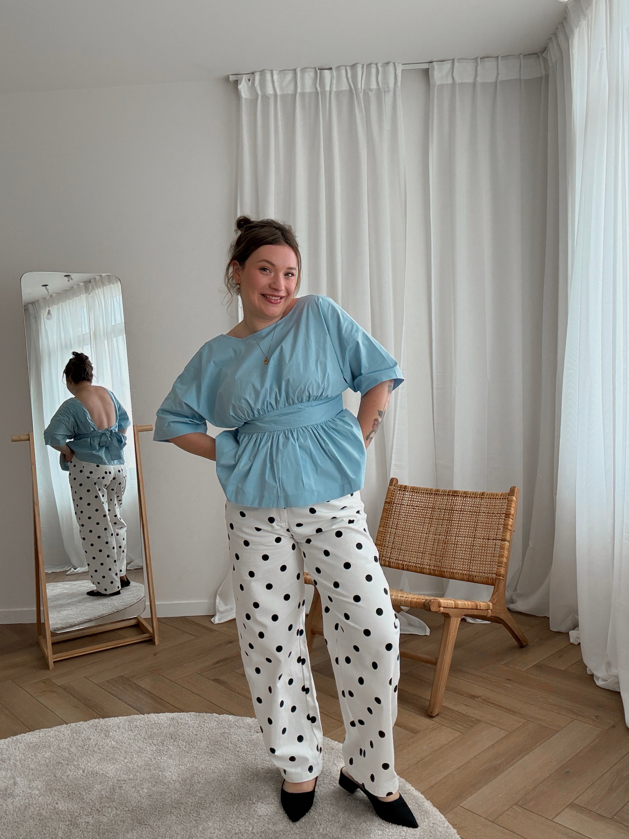 Stevie bow blouse babyblue