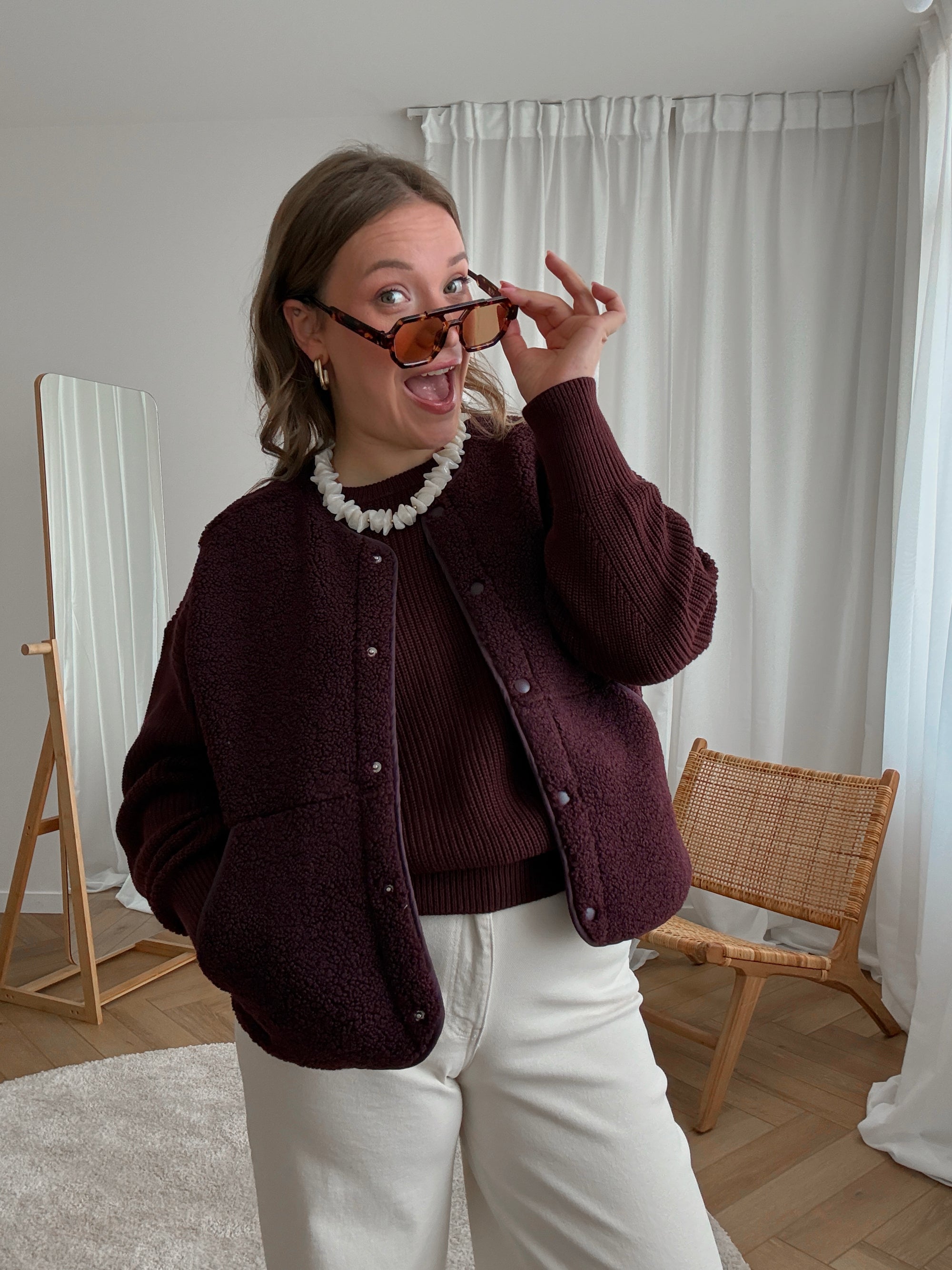 Vera teddy vest -wine