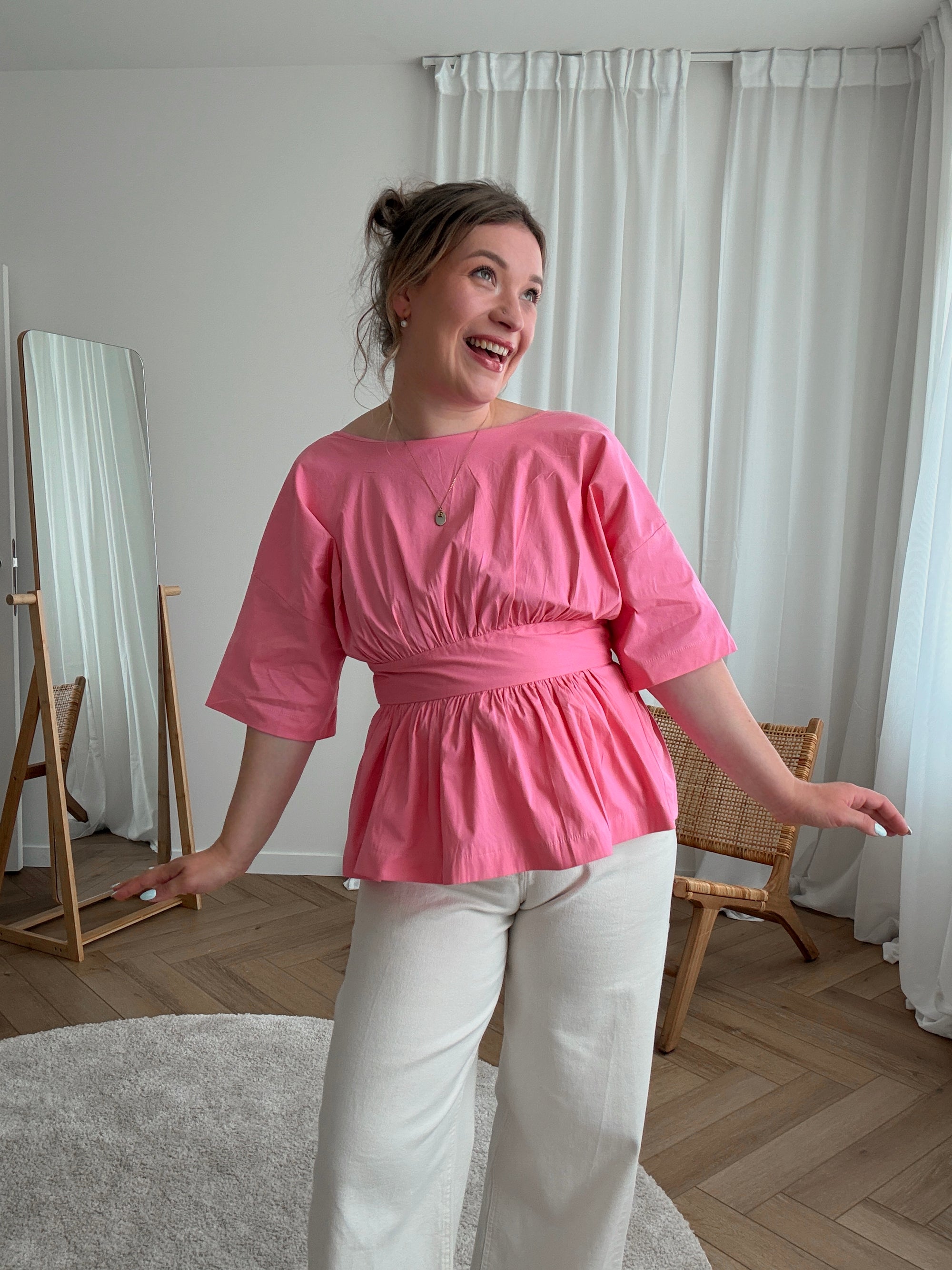 Stevie bow blouse fuchsia