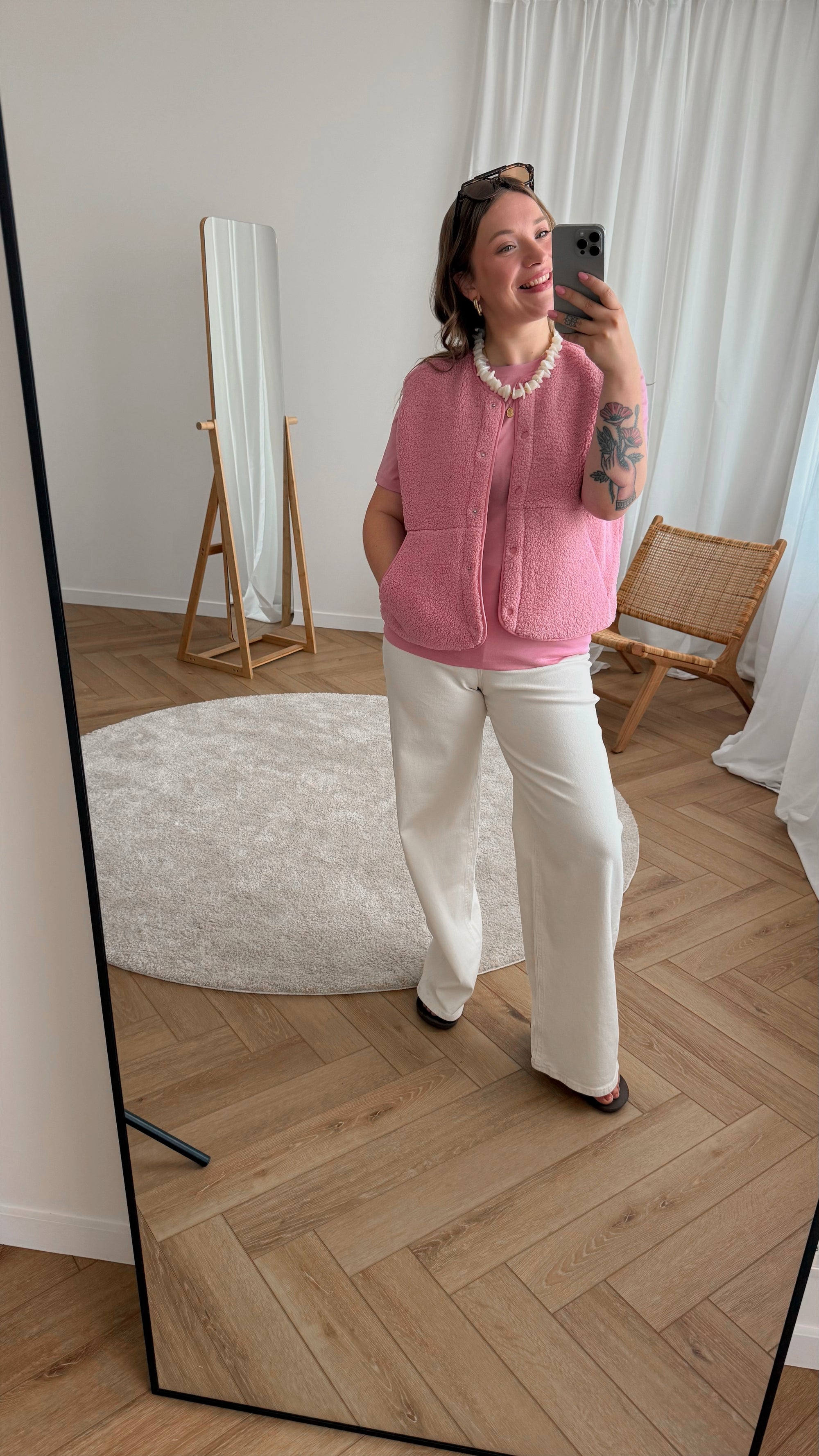 Vera teddy vest -pink