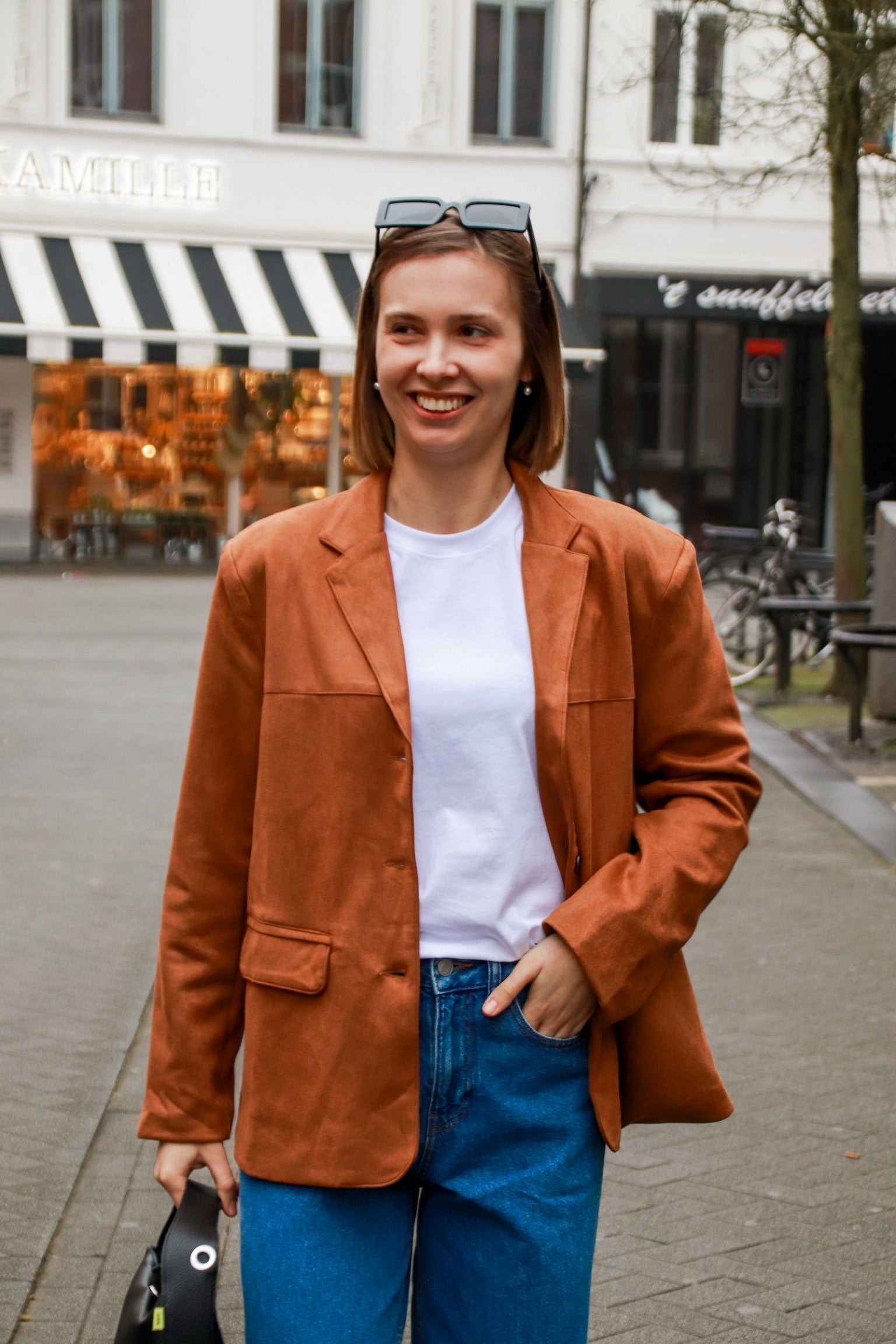 Bente suede blazer camel