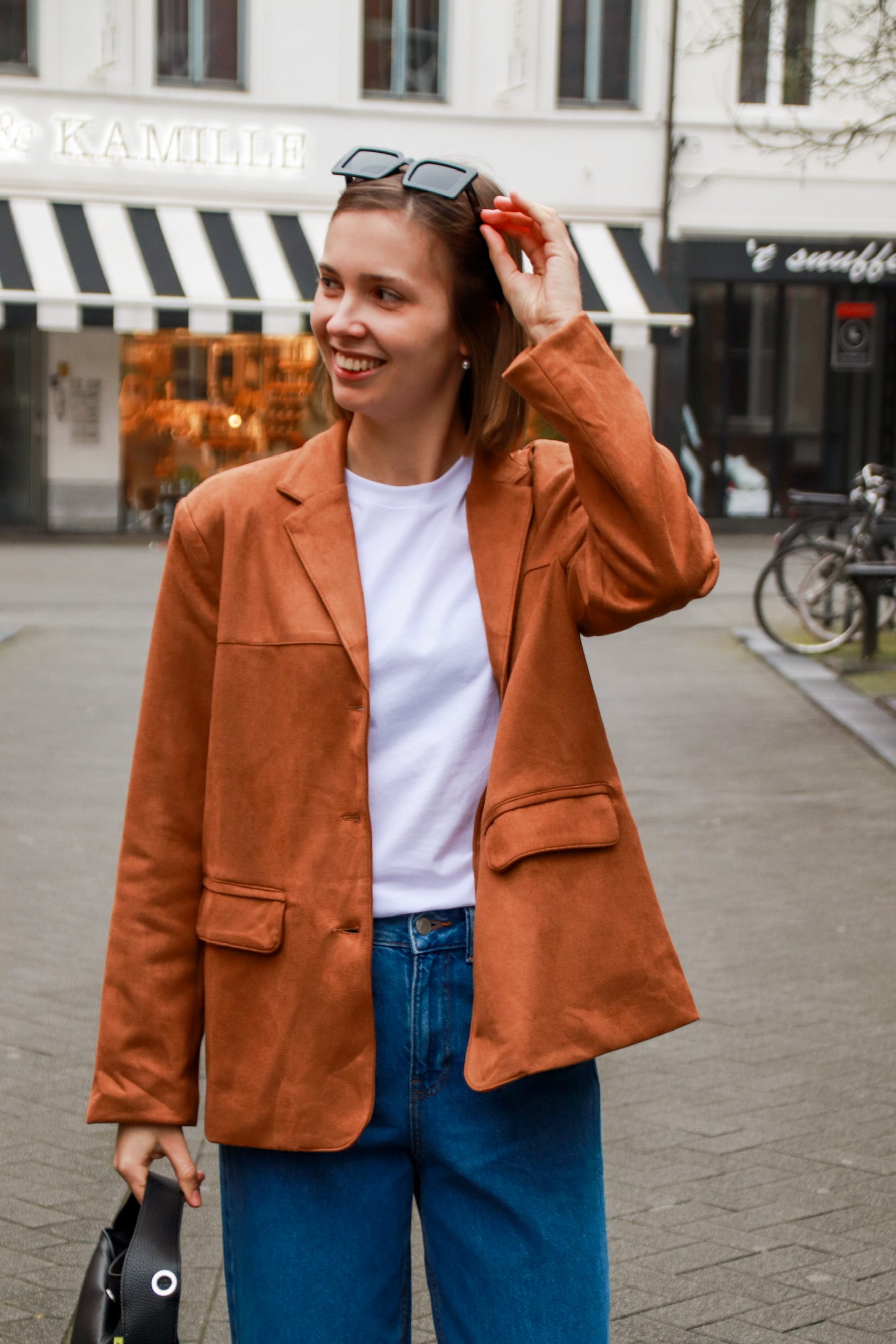 Bente suede blazer camel