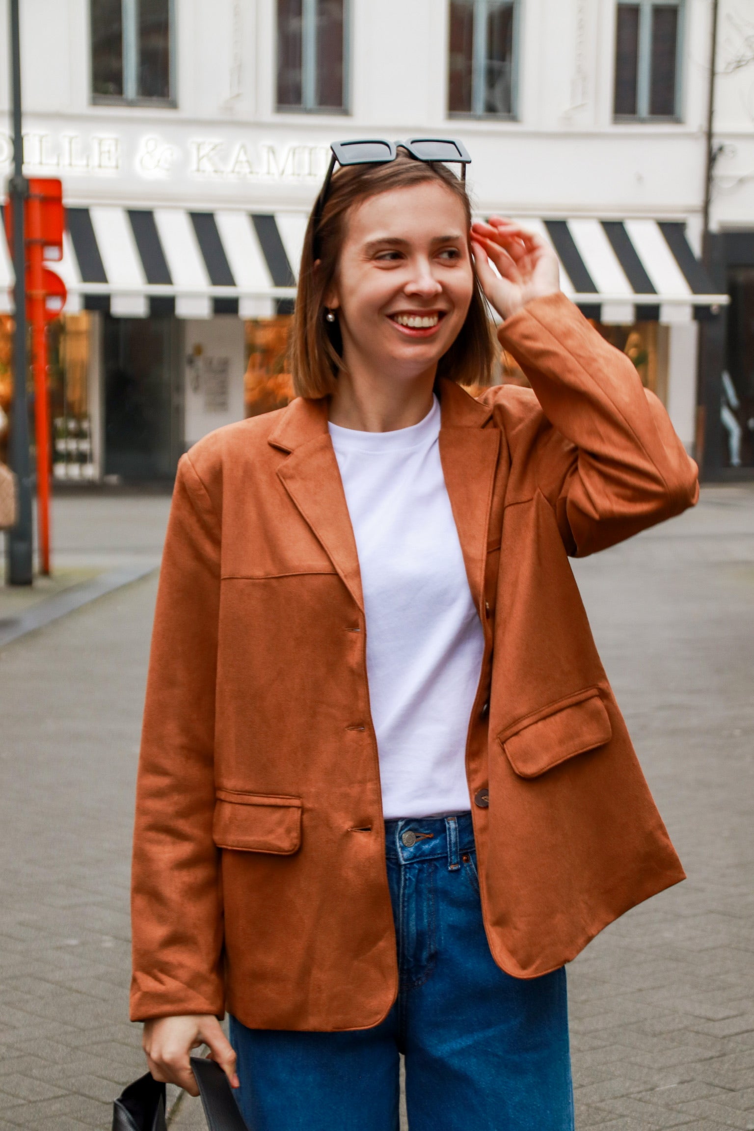 Bente suede blazer camel