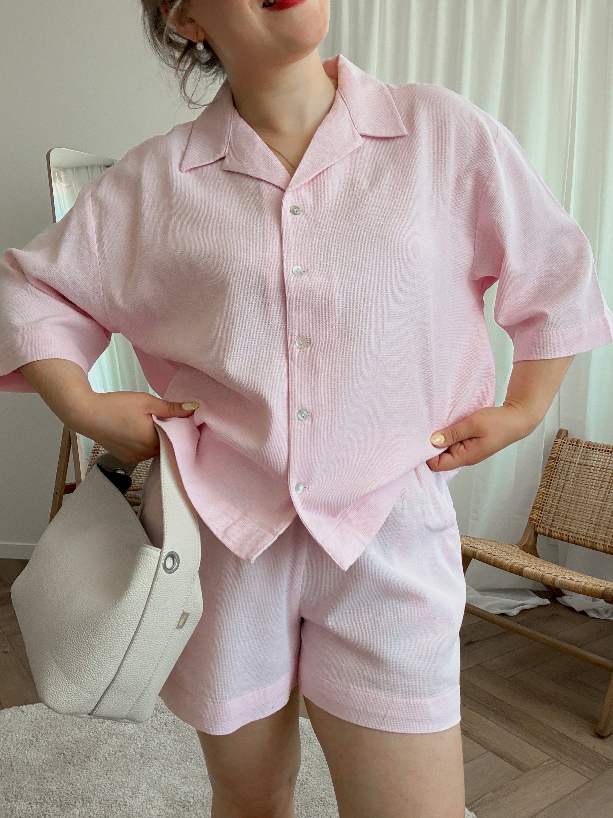 Global waffle shorts pink