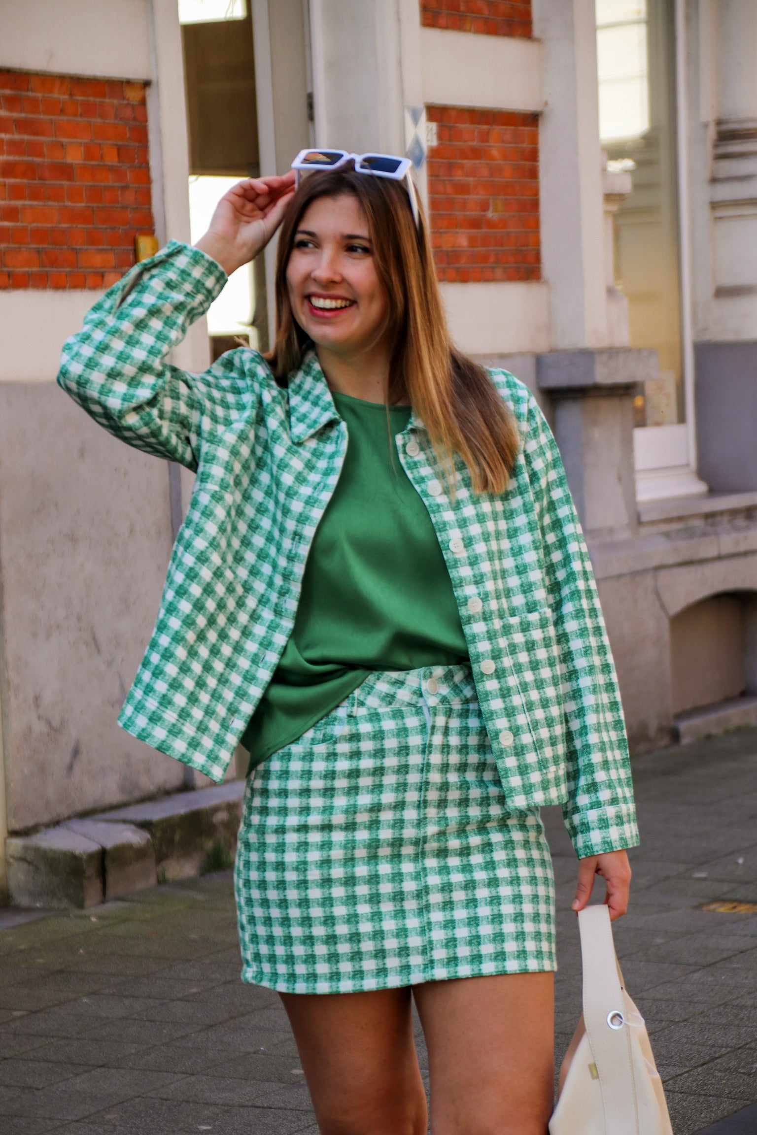 Claire check jacket green